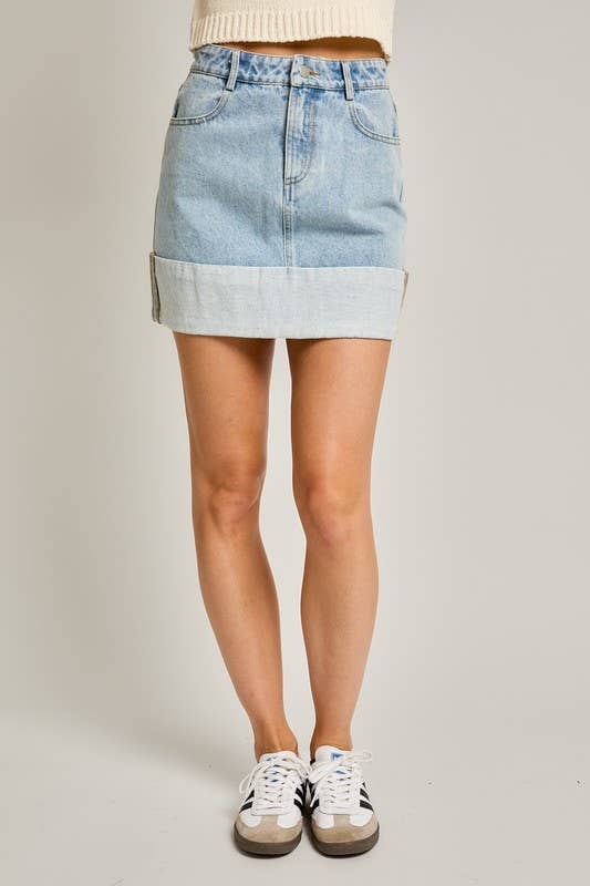 Meadow High-Waisted Denim Mini Skirt