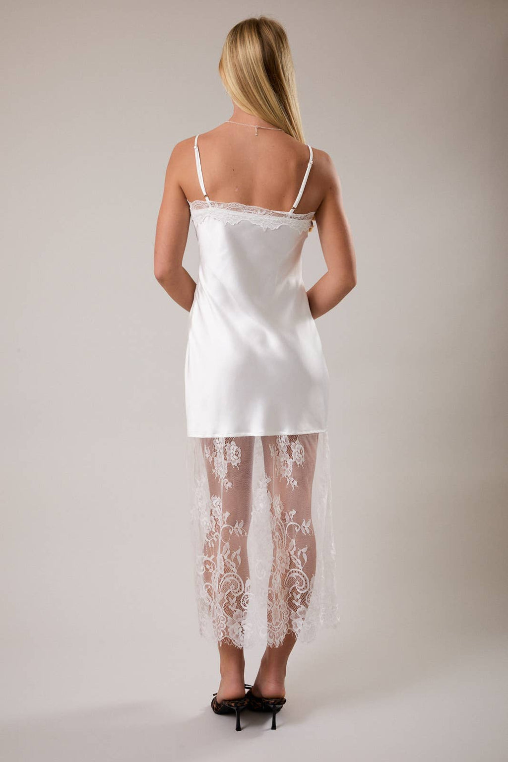 Nelia Lace Satin Maxi Dress