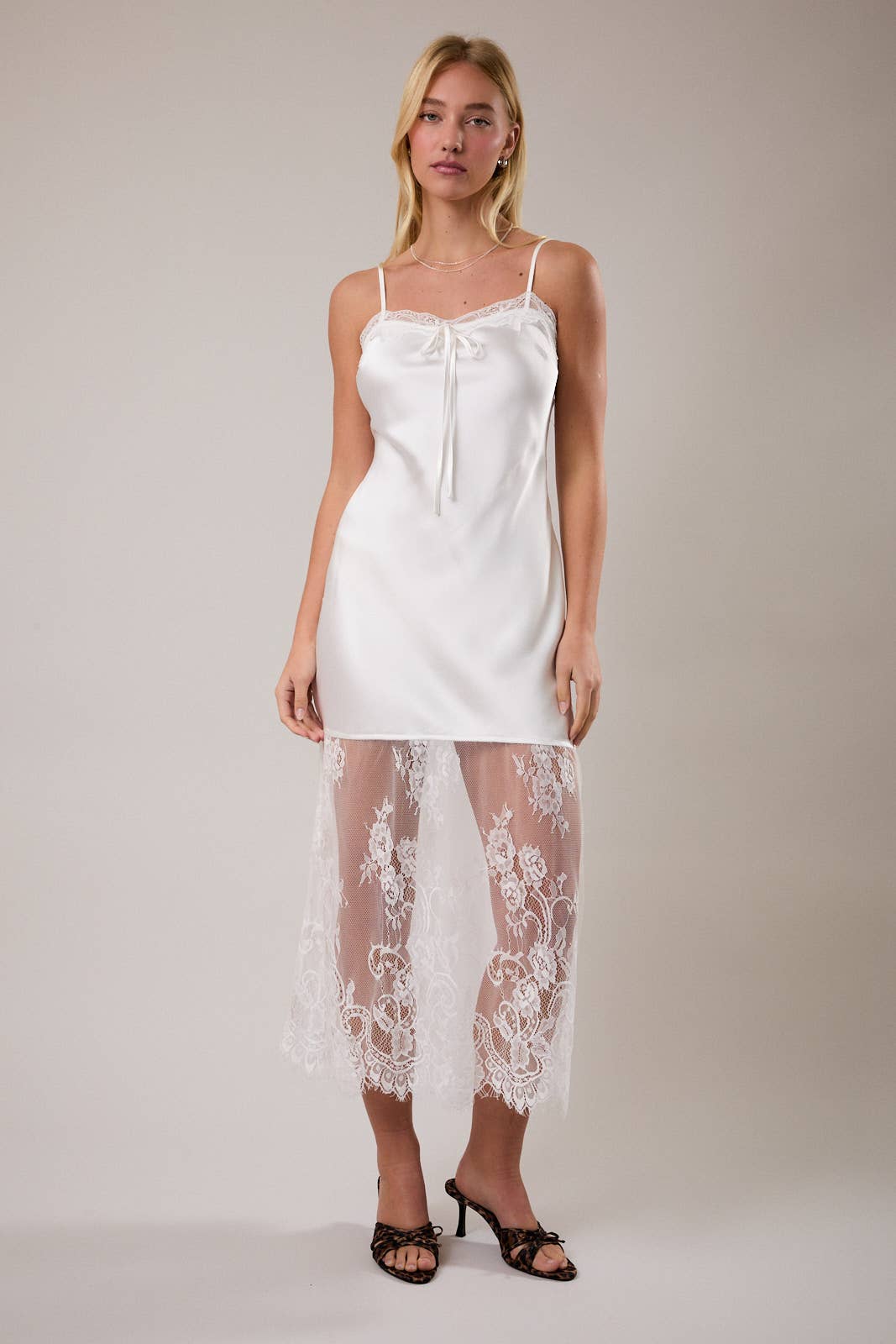 Nelia Lace Satin Maxi Dress