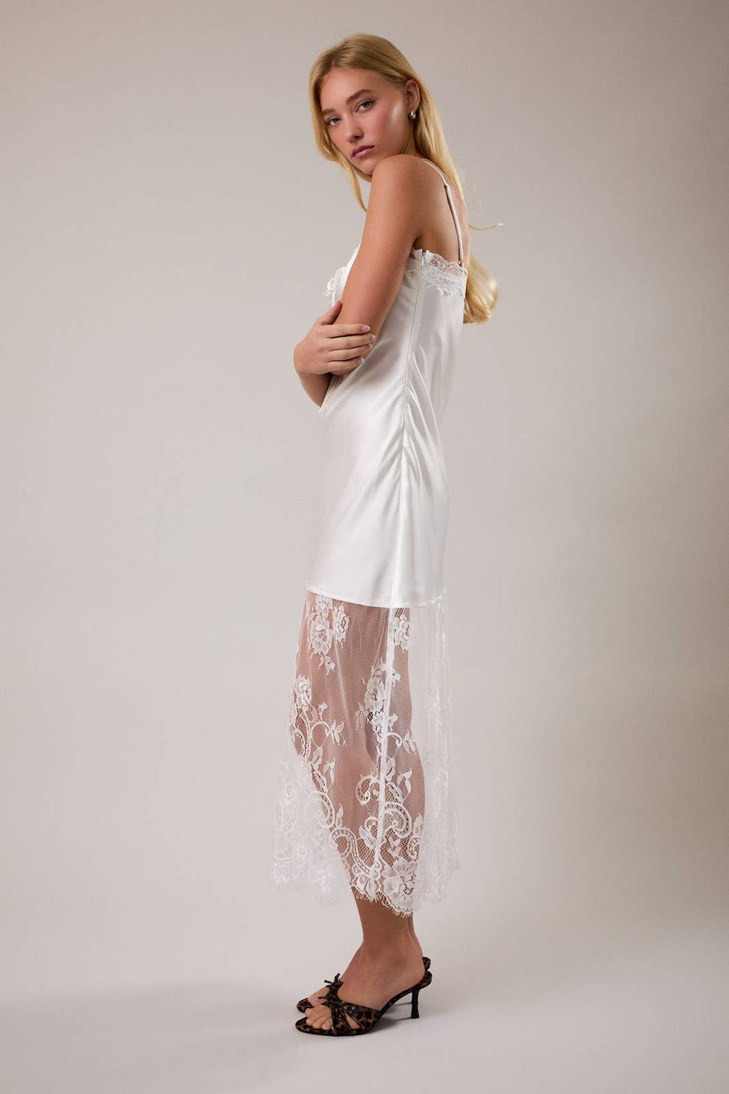Nelia Lace Satin Maxi Dress