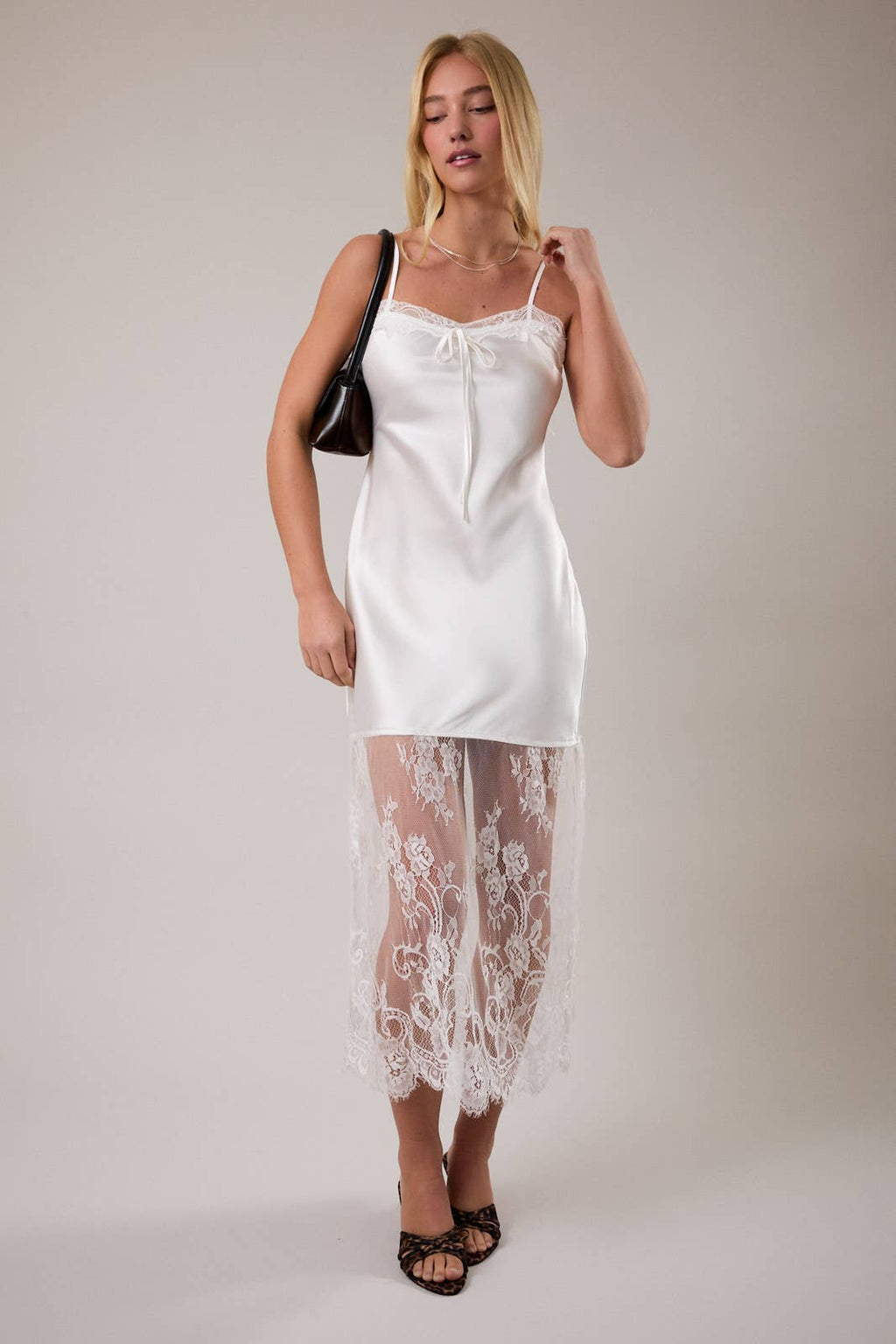 Nelia Lace Satin Maxi Dress