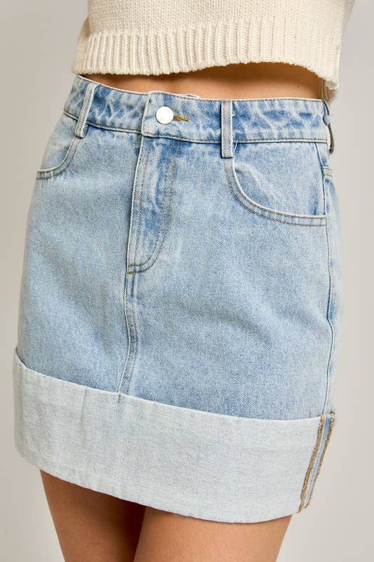 Meadow High-Waisted Denim Mini Skirt