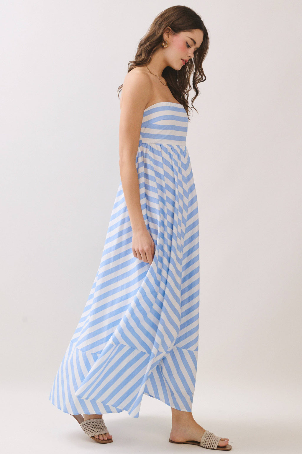 Marina Stripe Strapless Maxi Dress