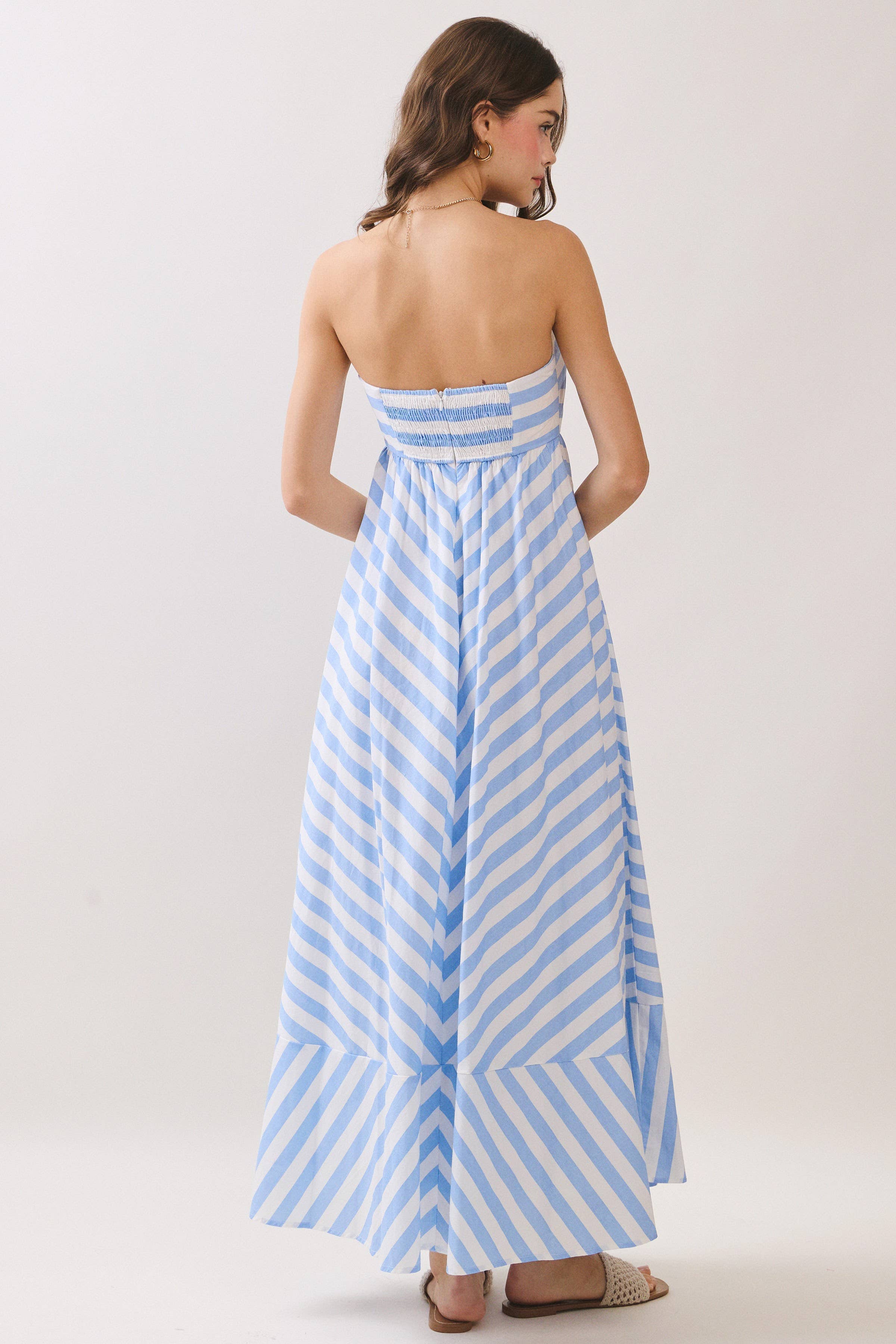 Marina Stripe Strapless Maxi Dress