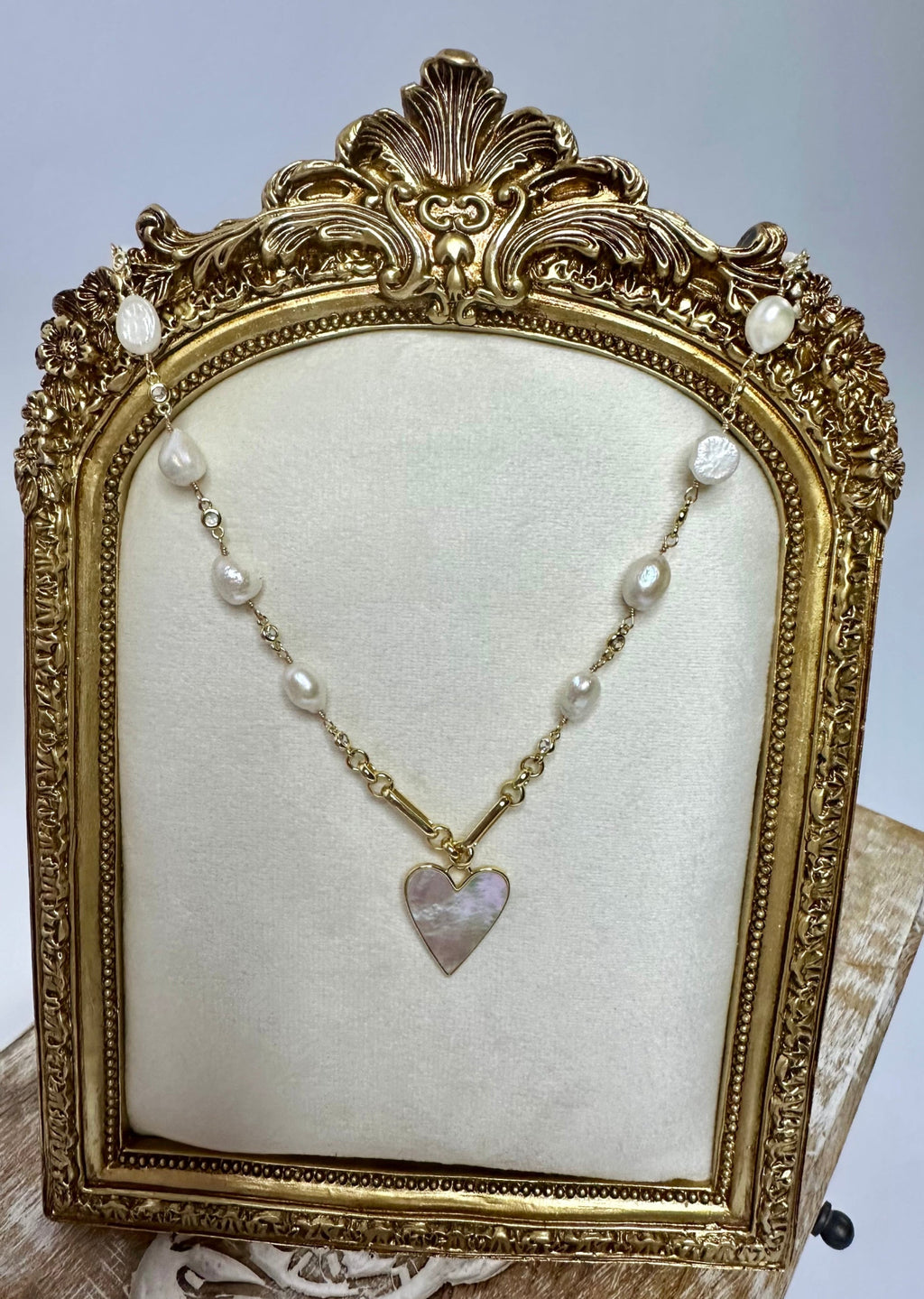Rosalie Pearl Heart Necklace