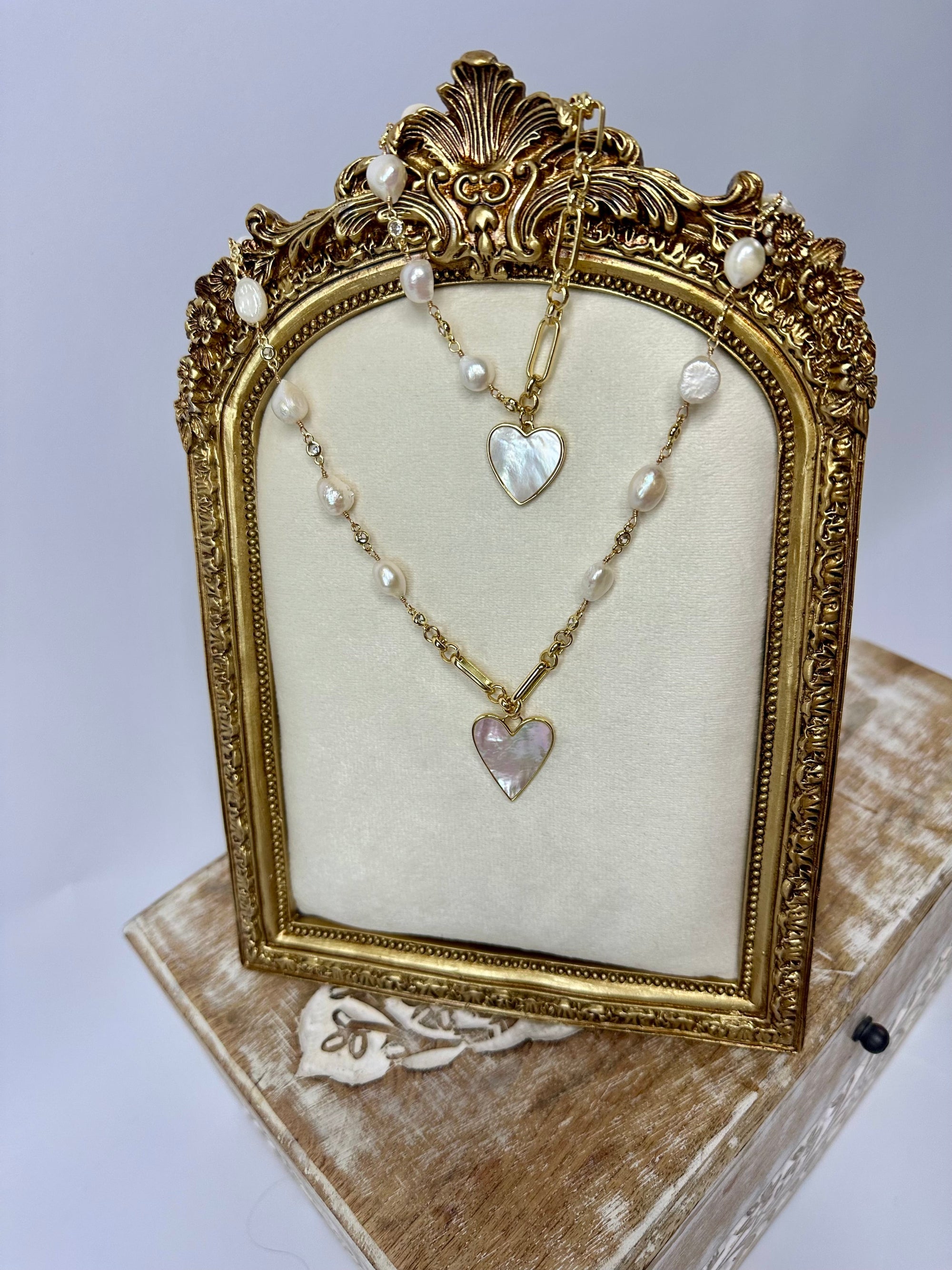 Rosalie Pearl Heart Necklace