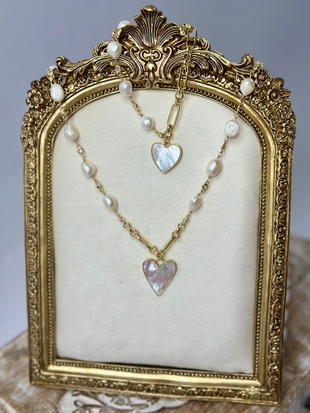 Rosalie Pearl Heart Necklace
