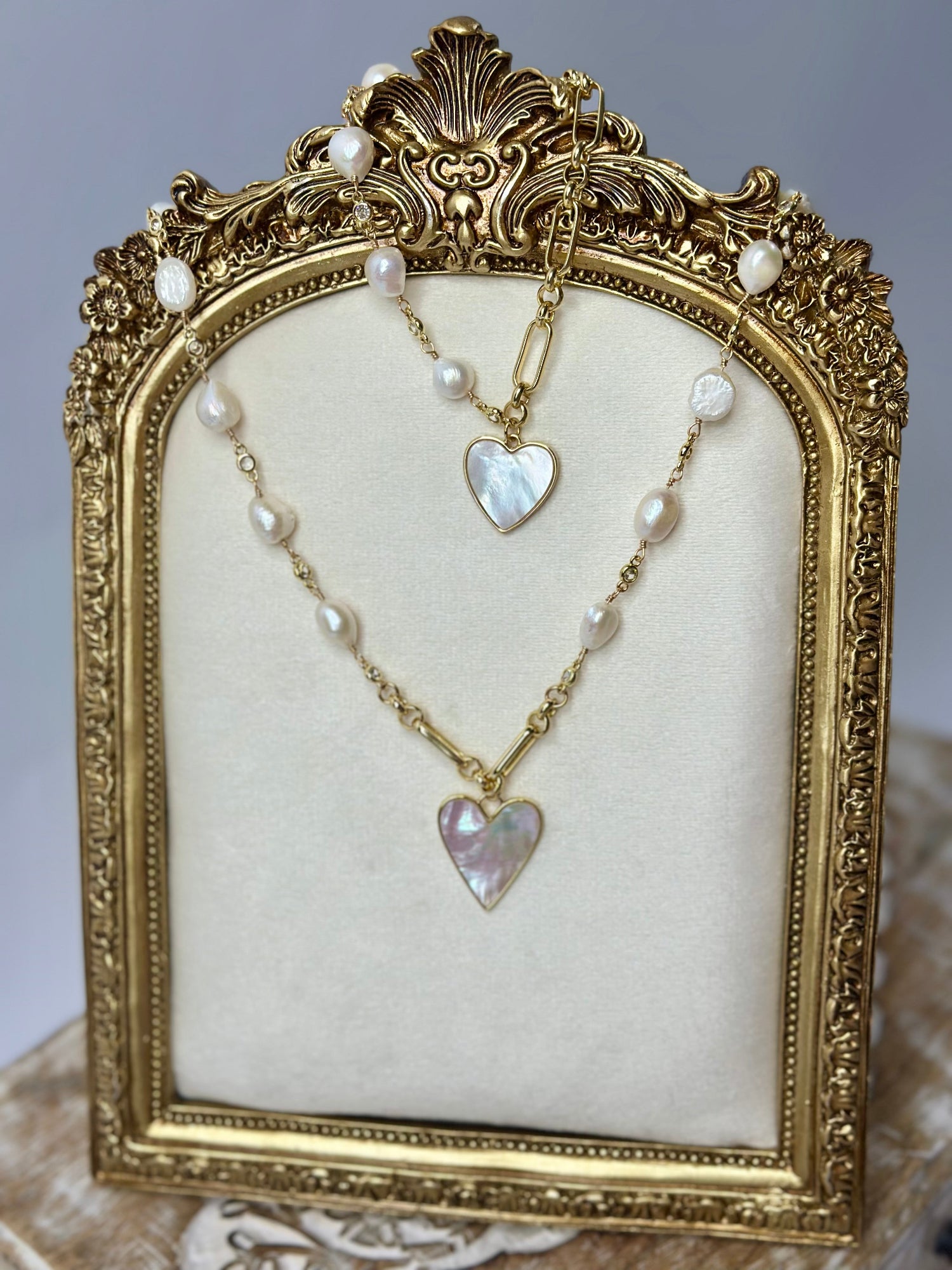 Rosalie Pearl Heart Necklace