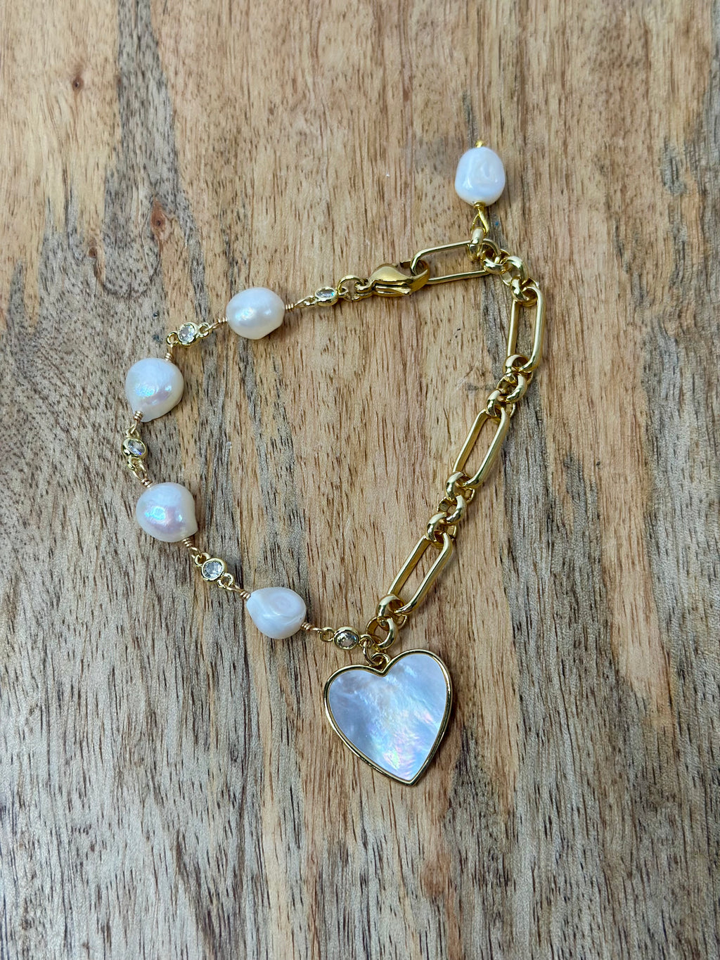Rosalie Pearl Heart Bracelet