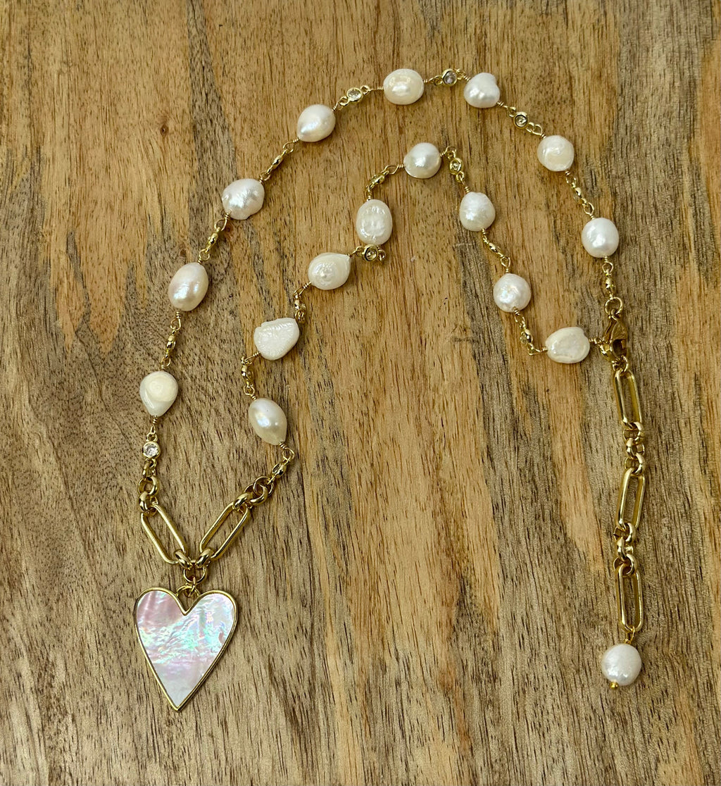 Rosalie Pearl Heart Necklace