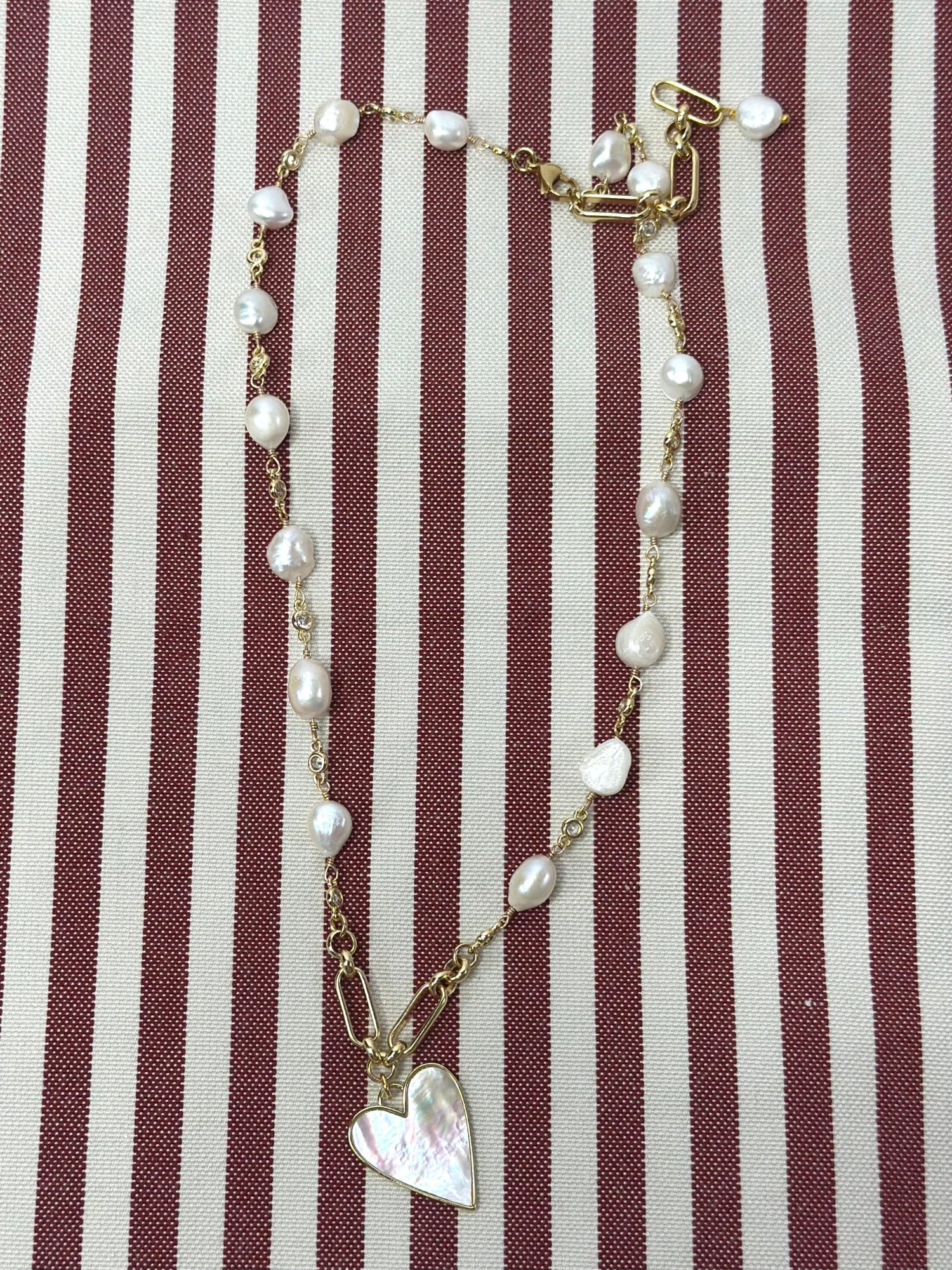 Rosalie Pearl Heart Necklace