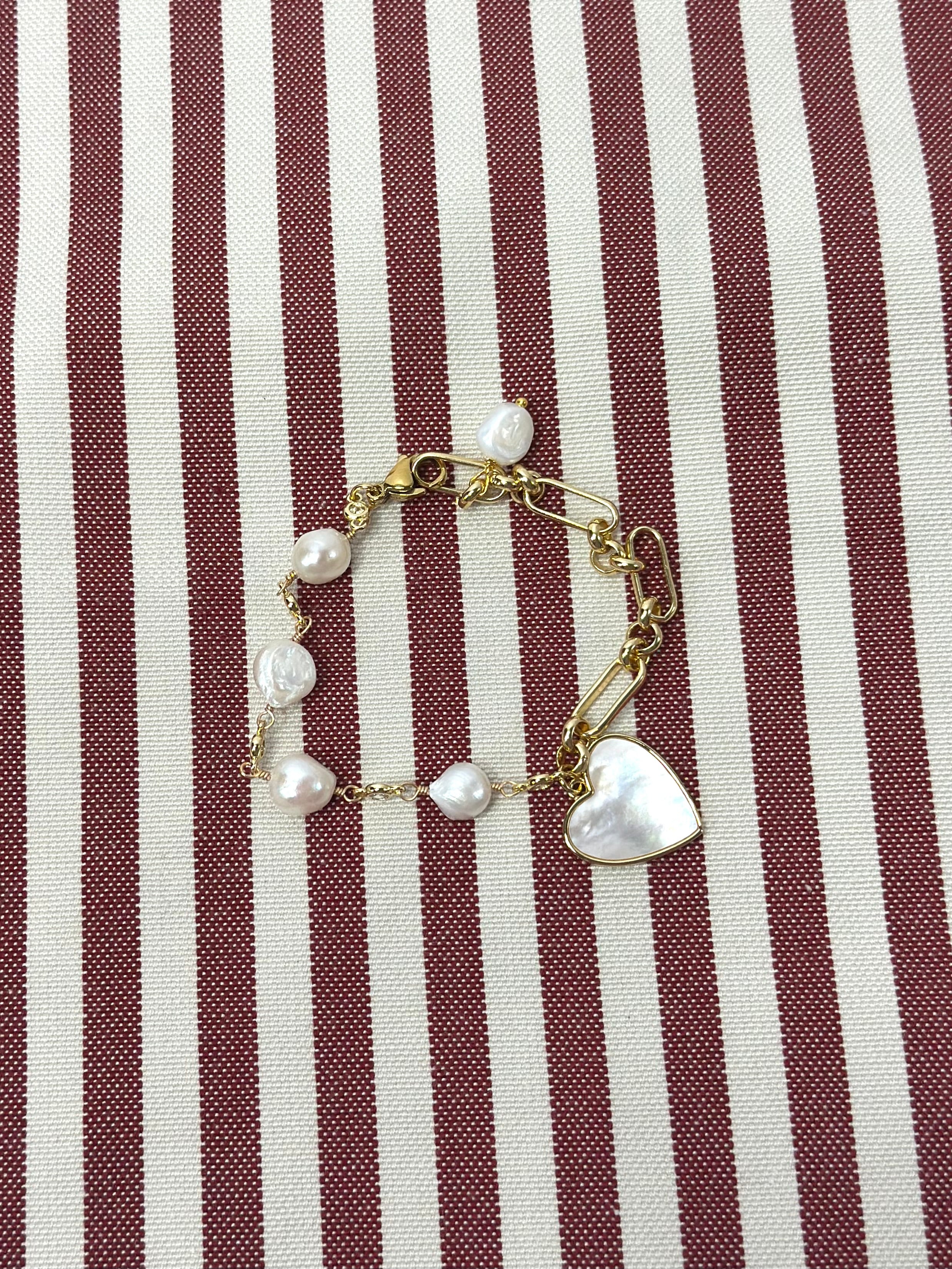 Rosalie Pearl Heart Bracelet