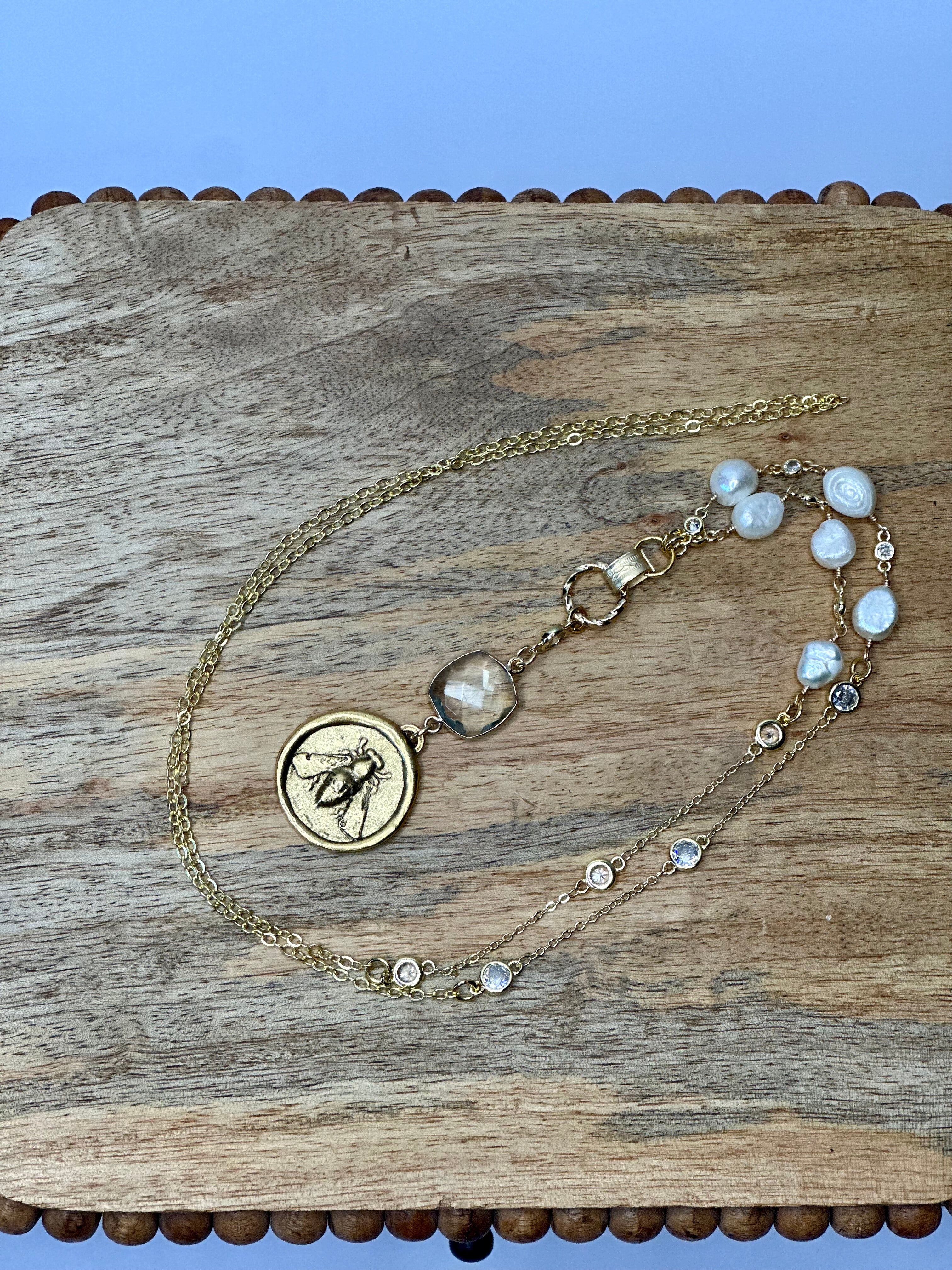 The Aurelia Crown Bee Necklace