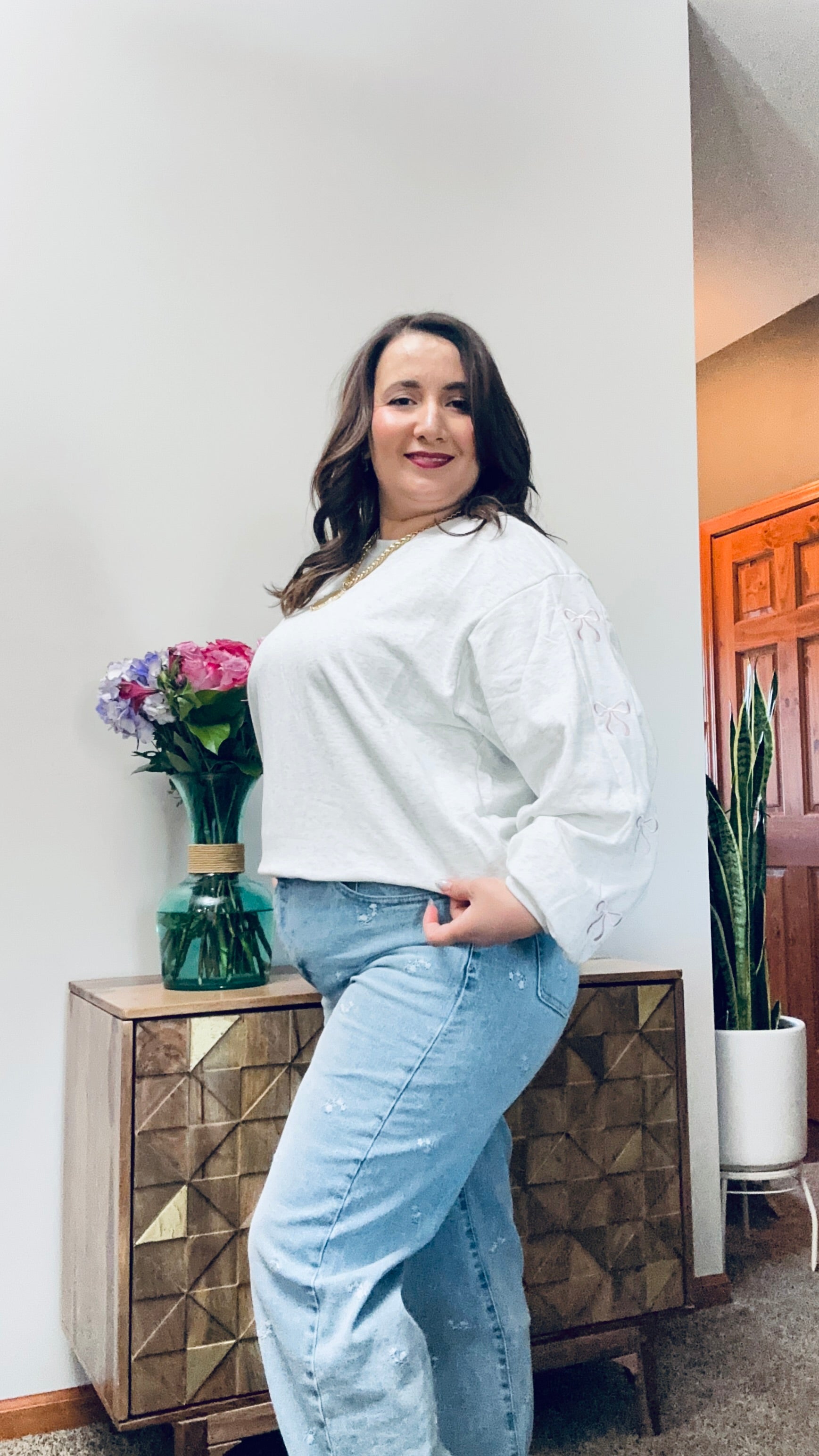 Clara Ribbon Embroidered Sweatshirt