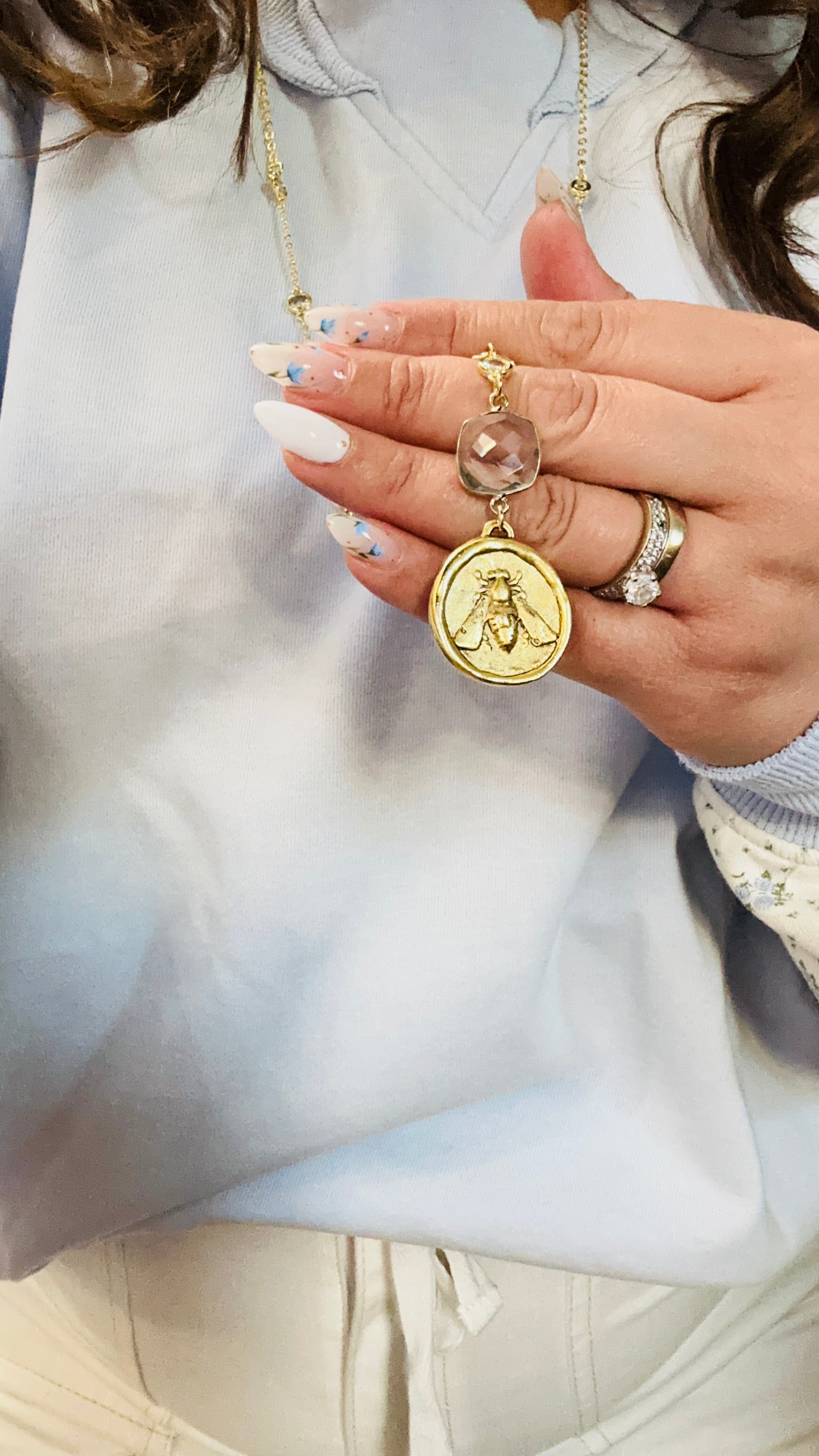 The Aurelia Crown Bee Necklace