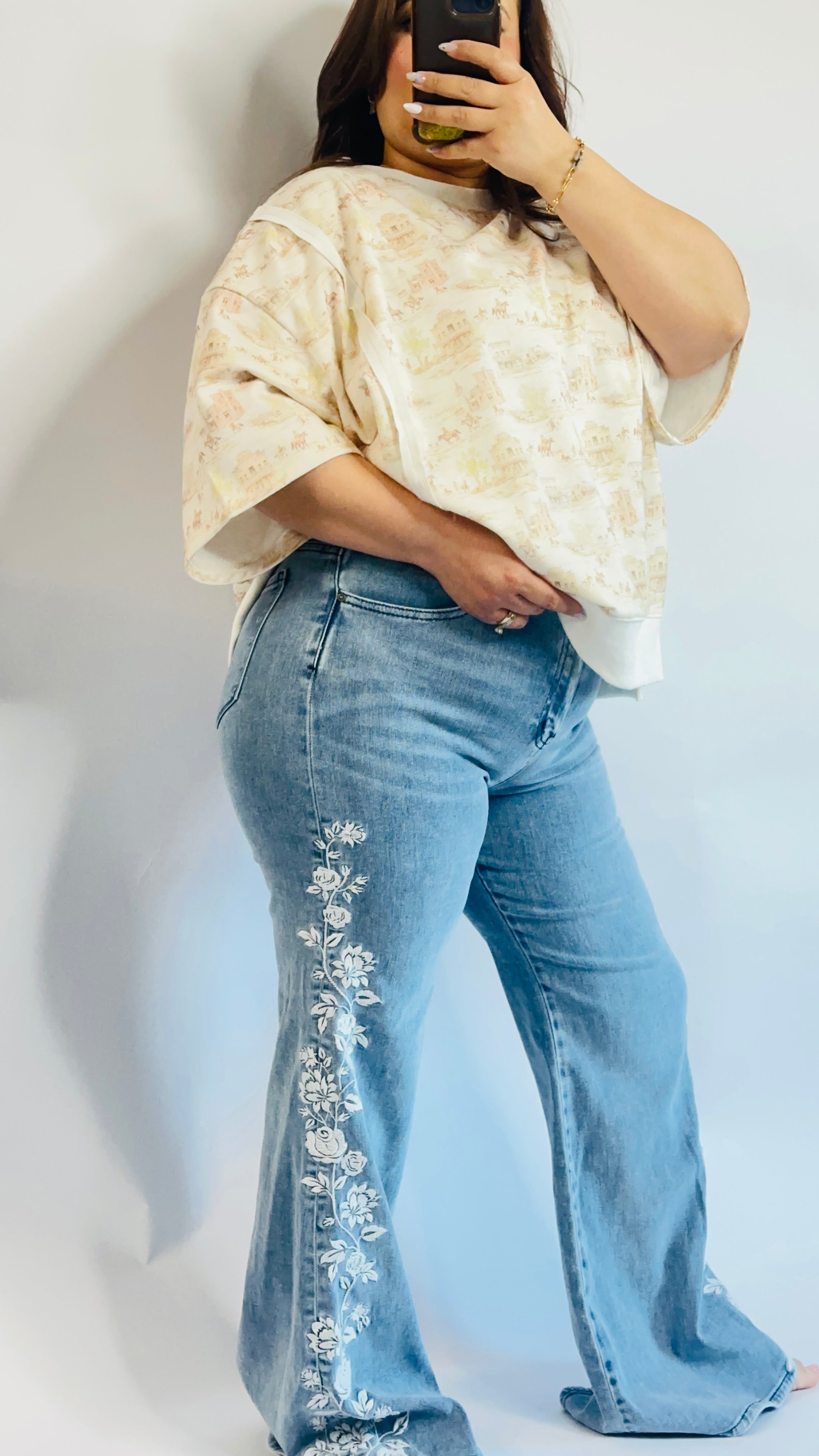 Aria Embroidered Flare Jeans