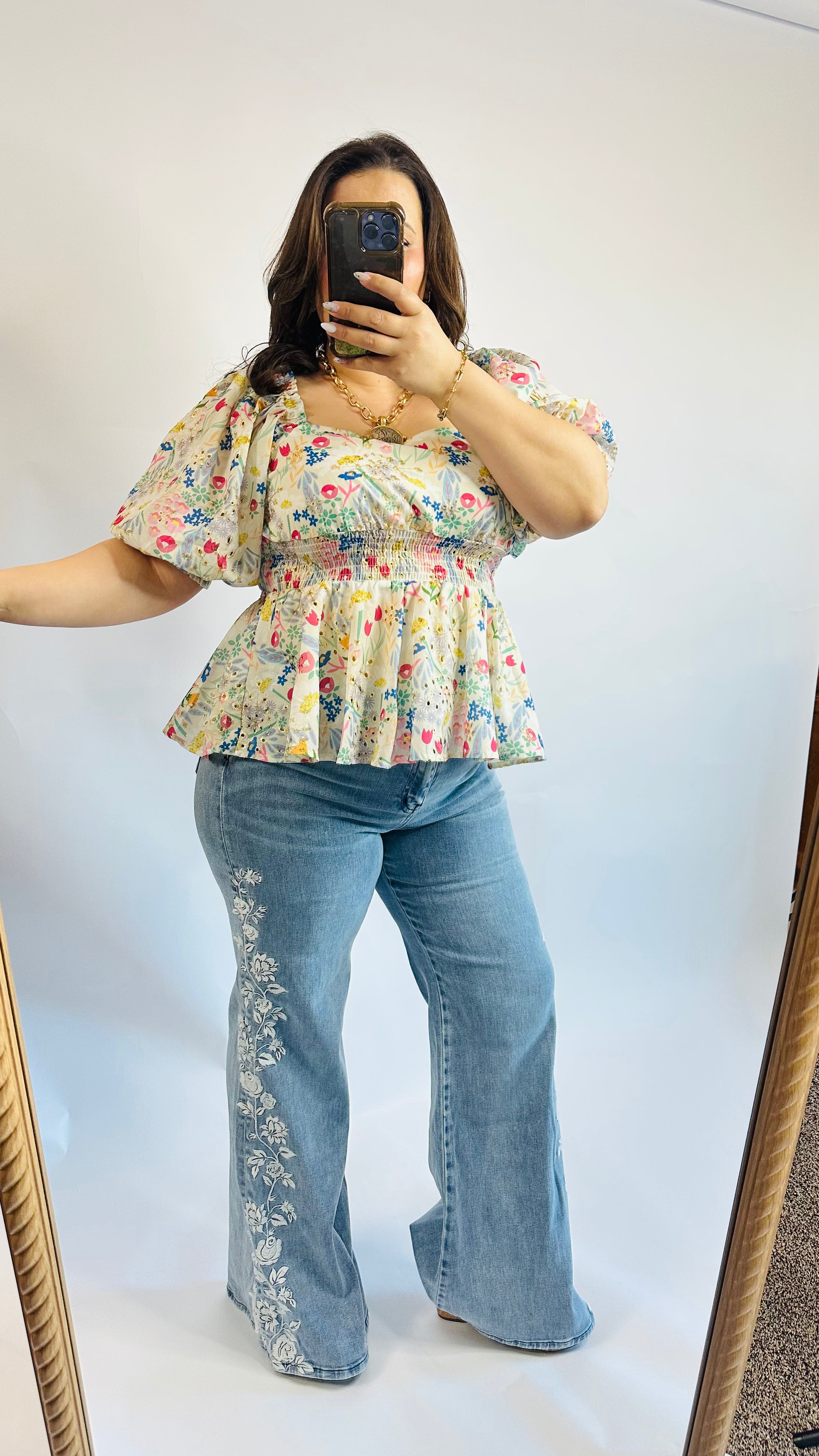 Aria Embroidered Flare Jeans