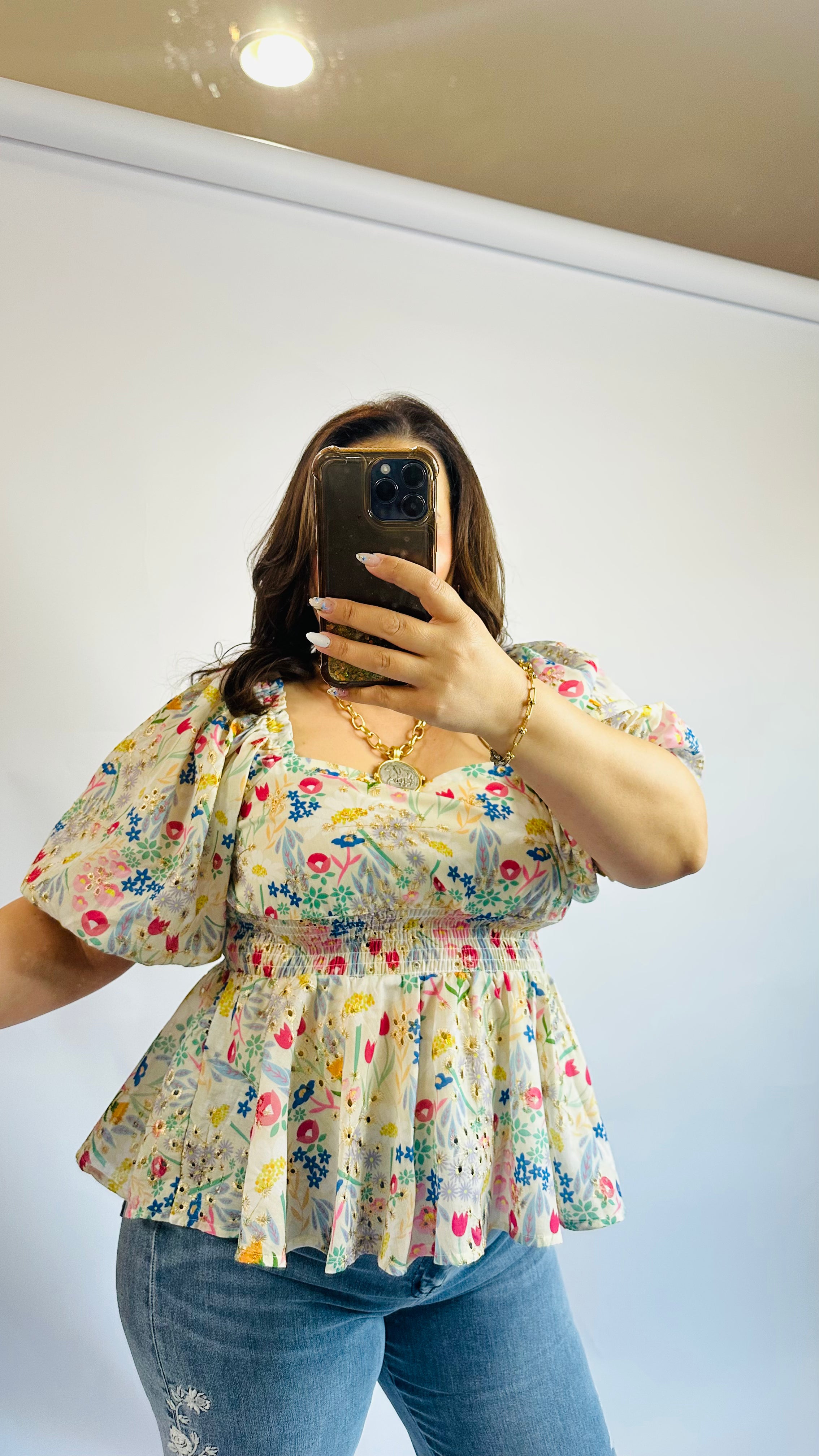 Elara Floral Peplum Top