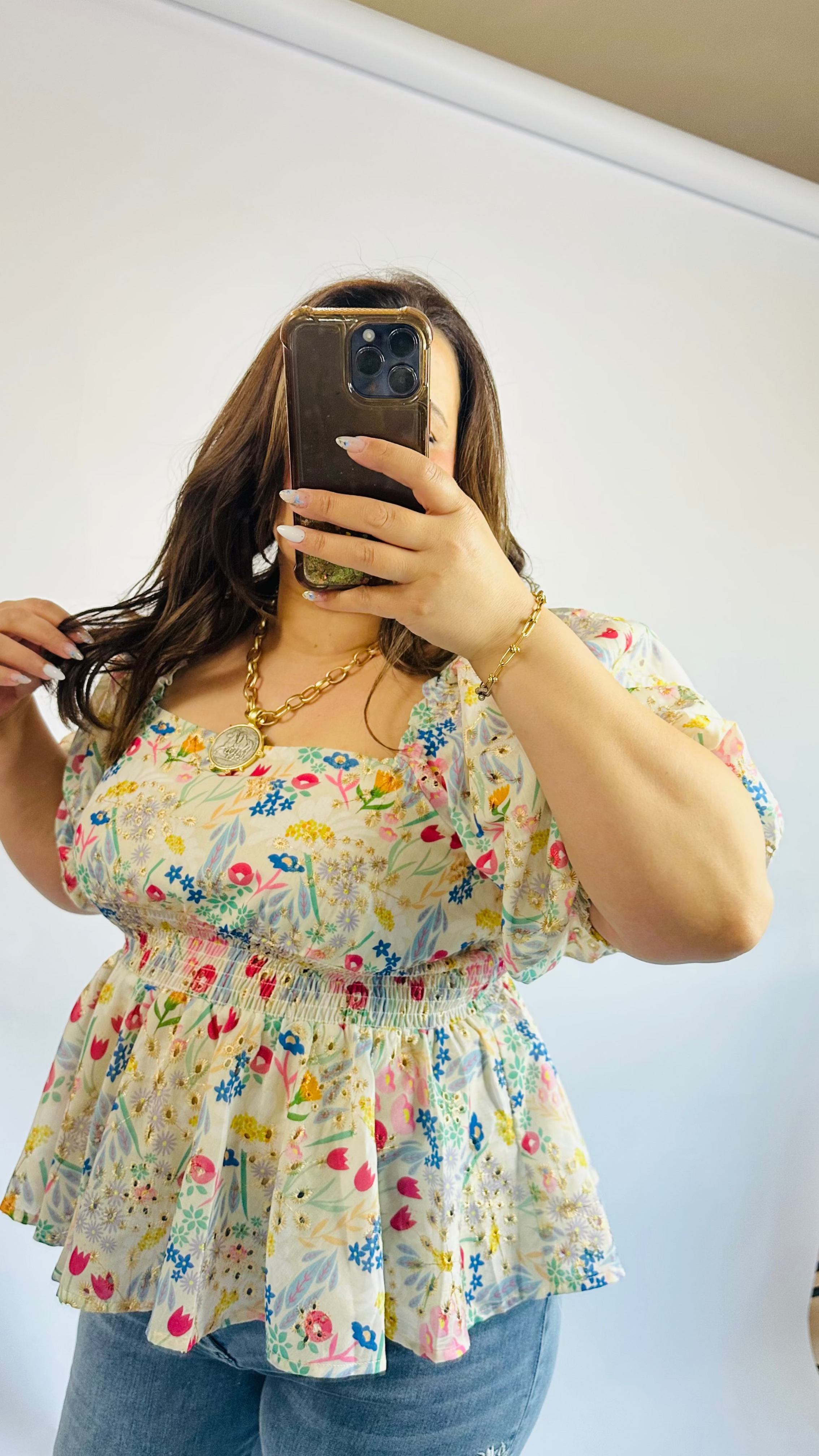 Elara Floral Peplum Top