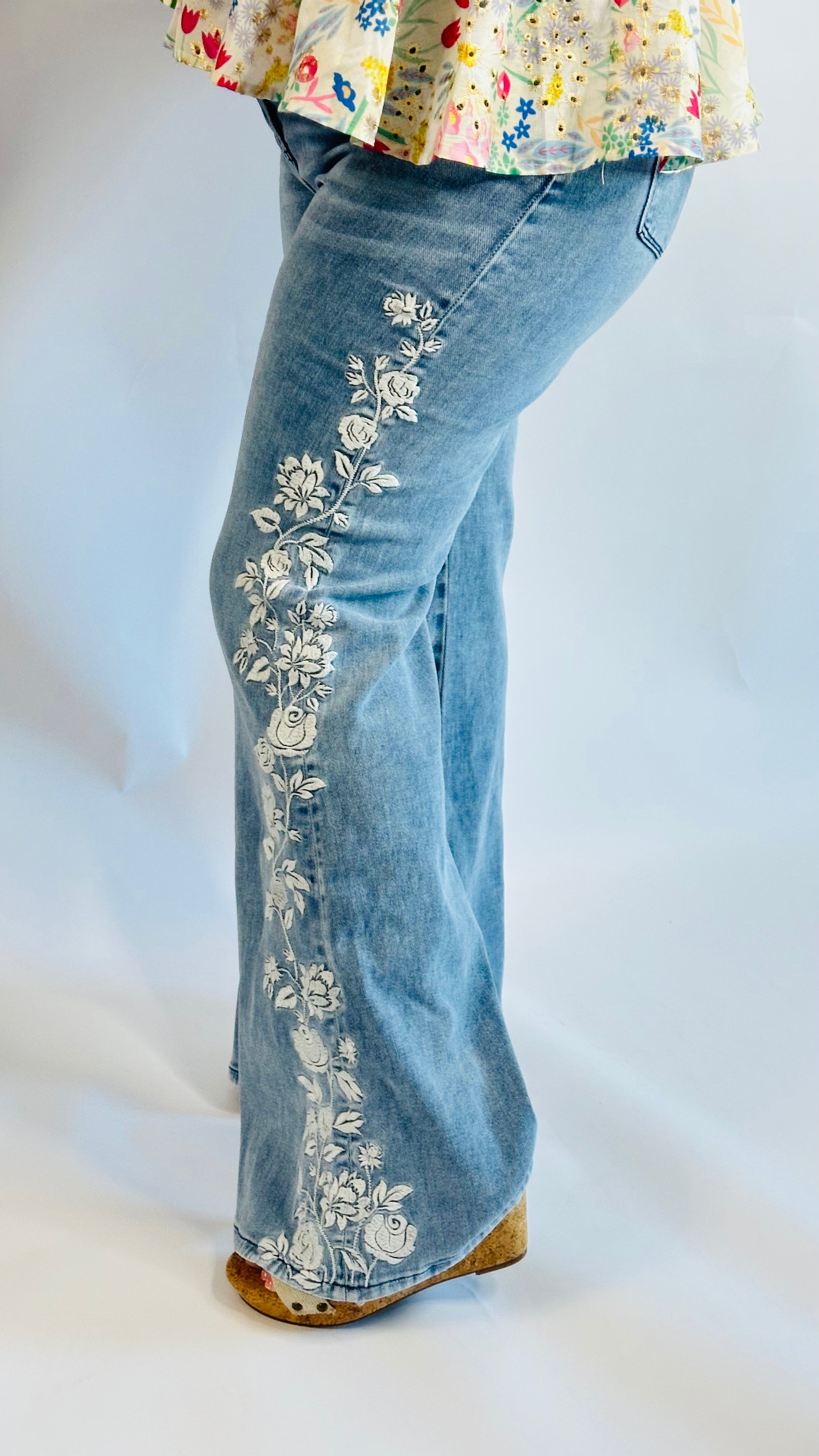 Aria Embroidered Flare Jeans