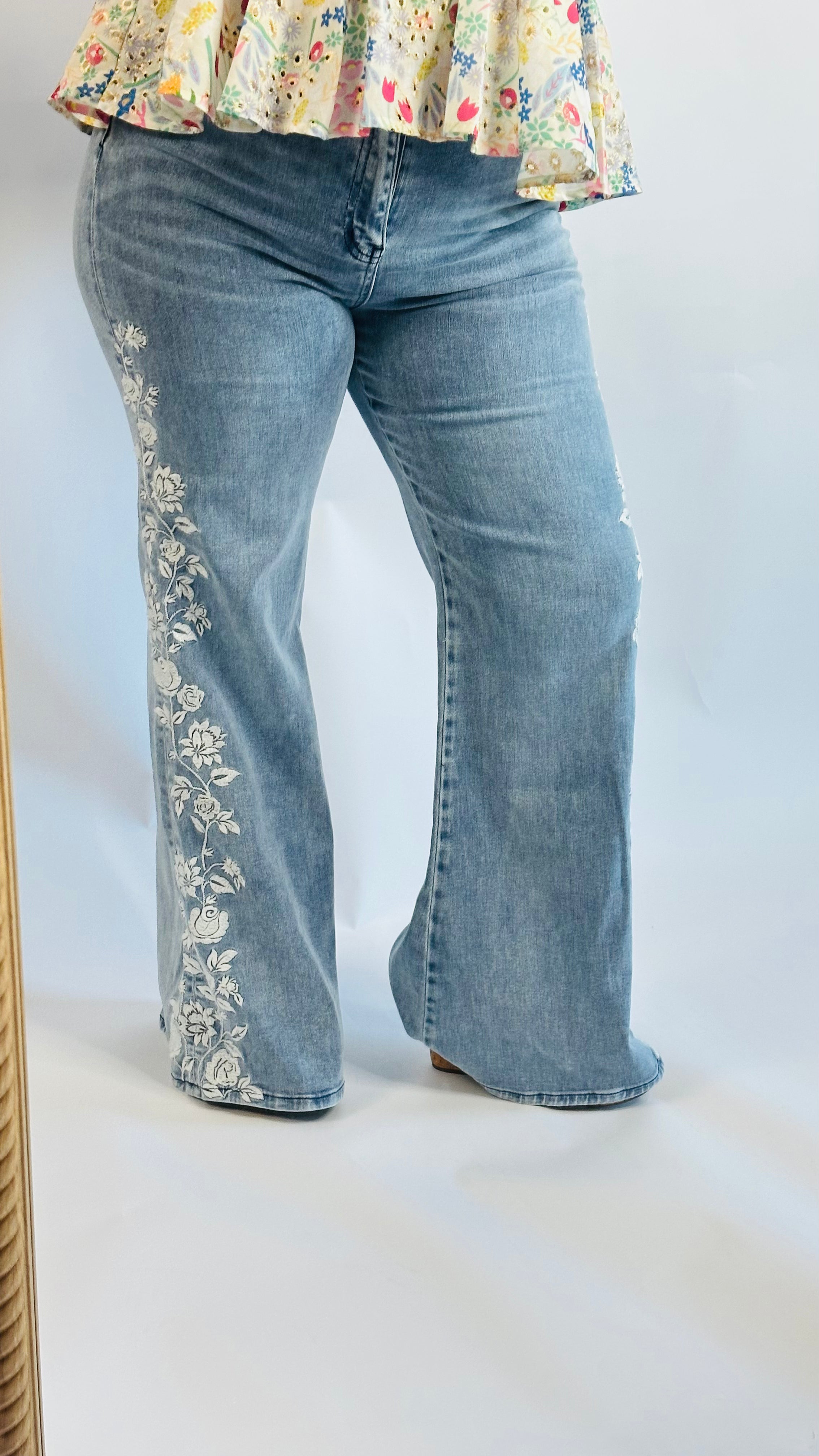 Aria Embroidered Flare Jeans