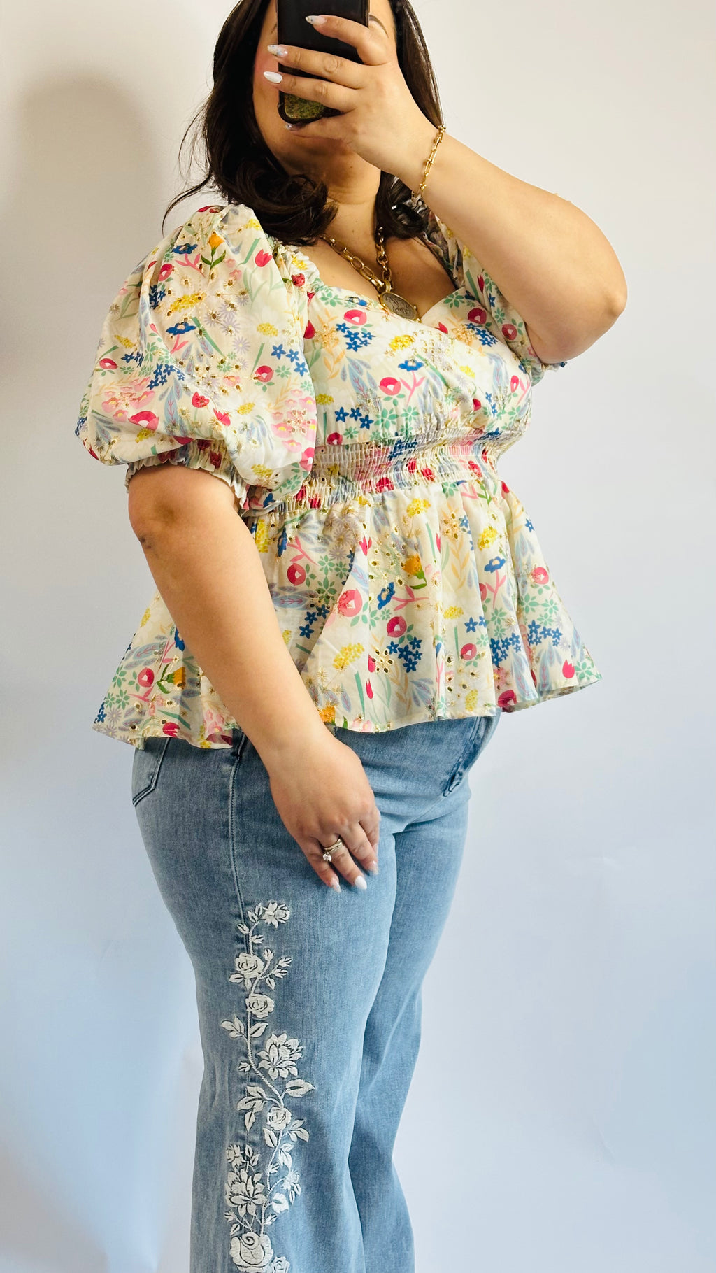 Elara Floral Peplum Top