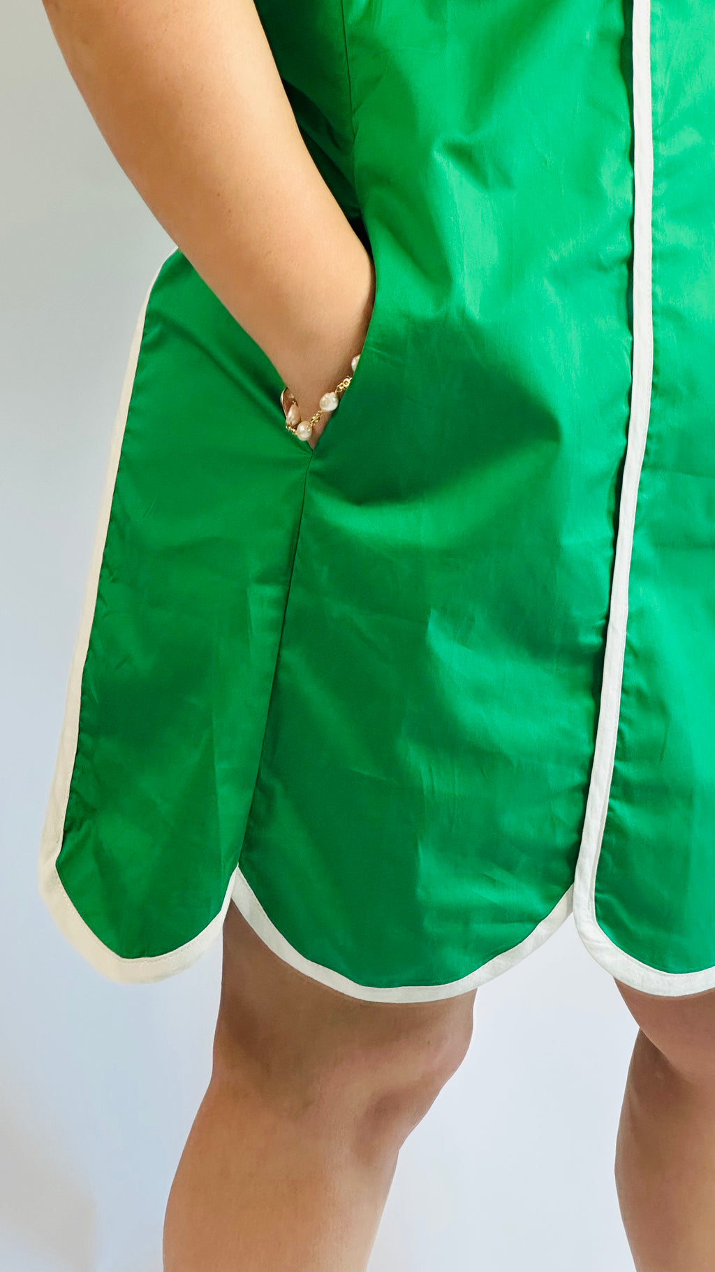 Emerald Scalloped Trim Mini Dress