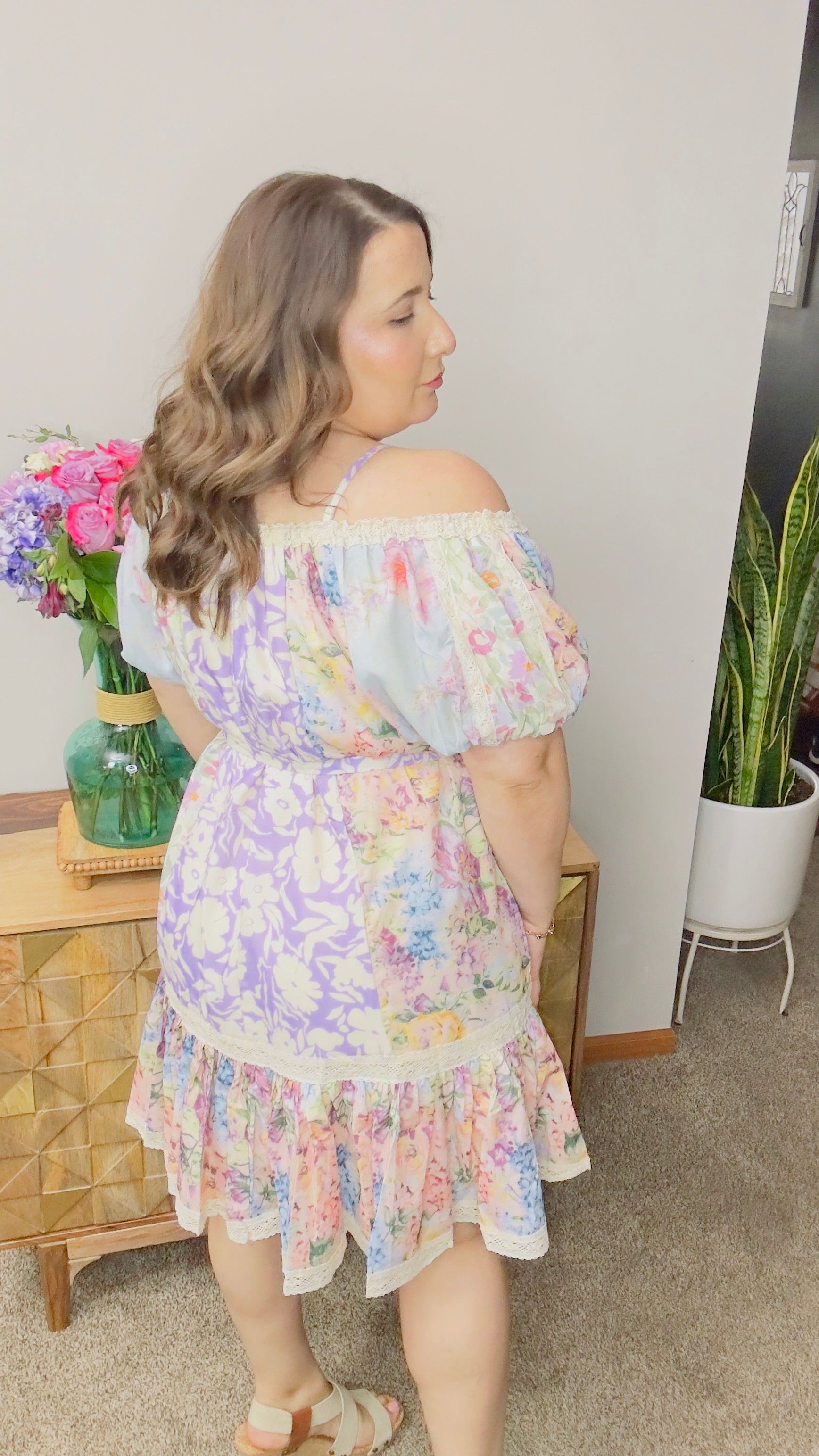 Yasmine Floral Lace Tiered Dress