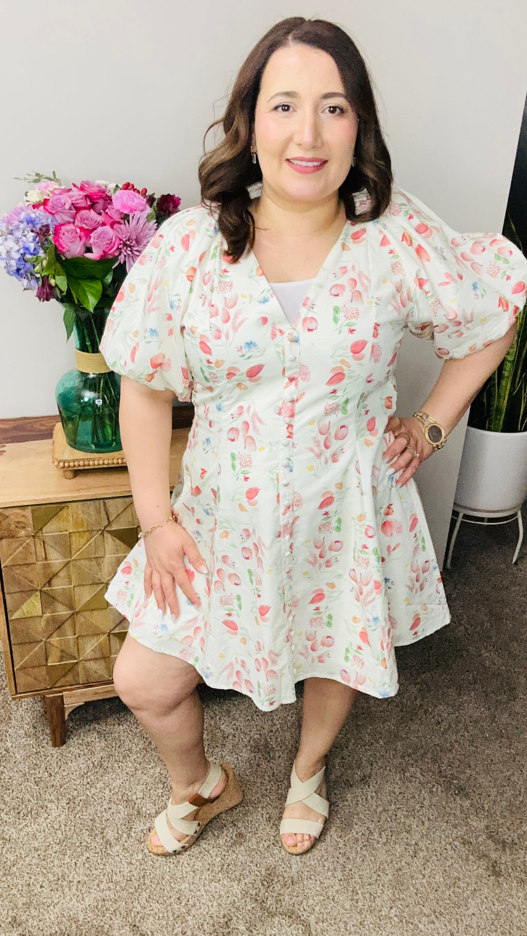 Juliette Floral Puff Sleeve Mini Dress