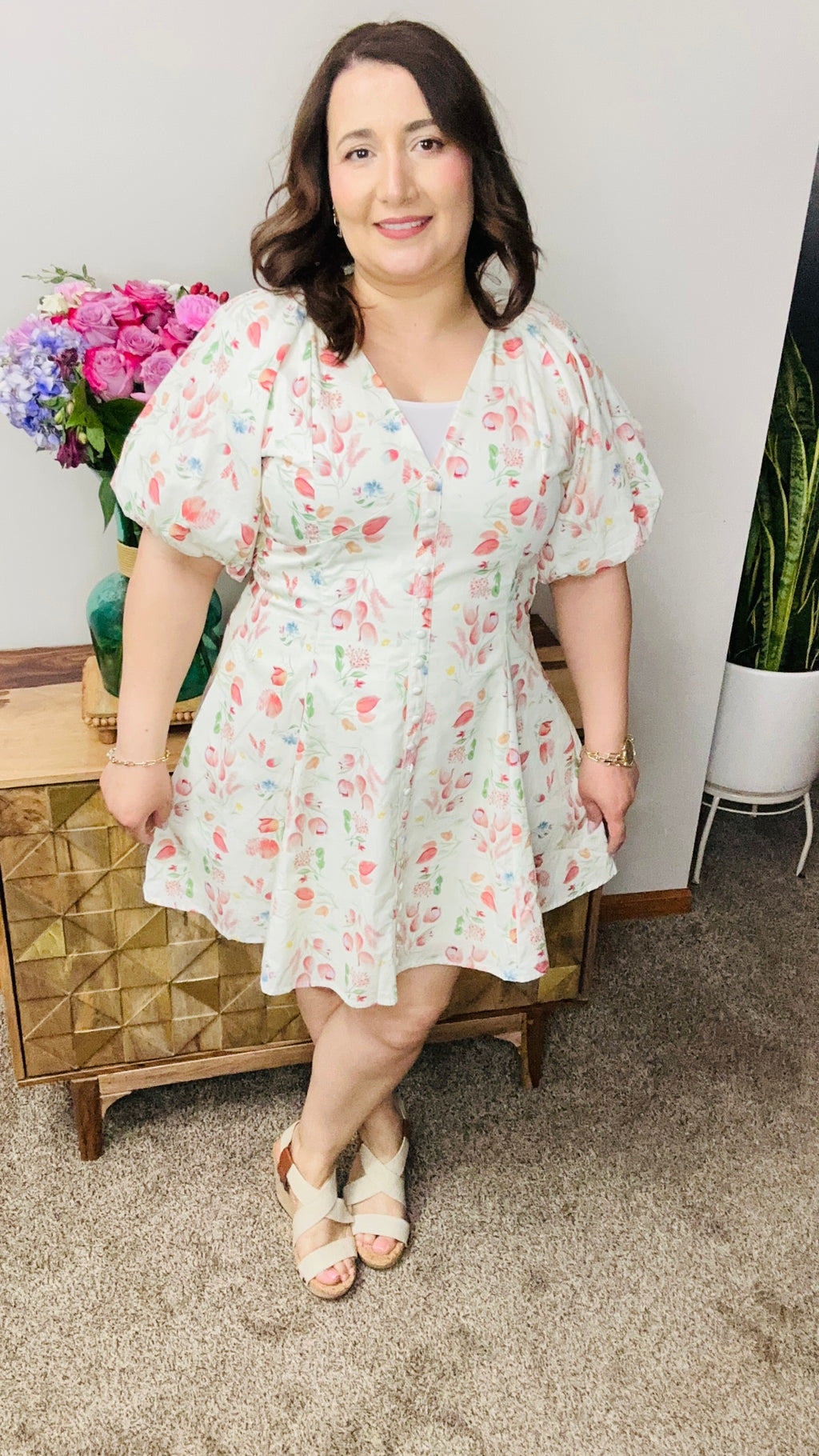Juliette Floral Puff Sleeve Mini Dress