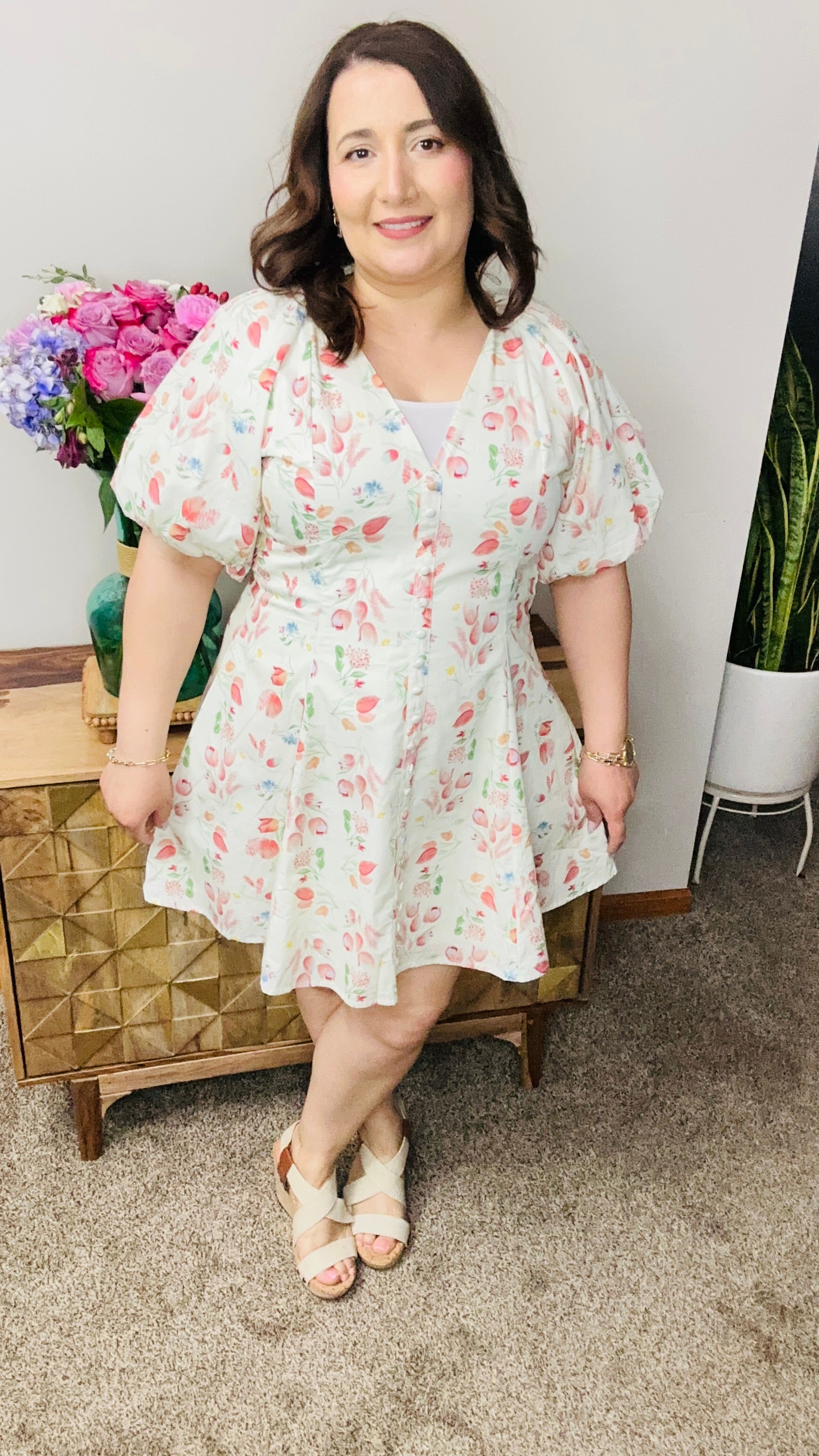 Juliette Floral Puff Sleeve Mini Dress
