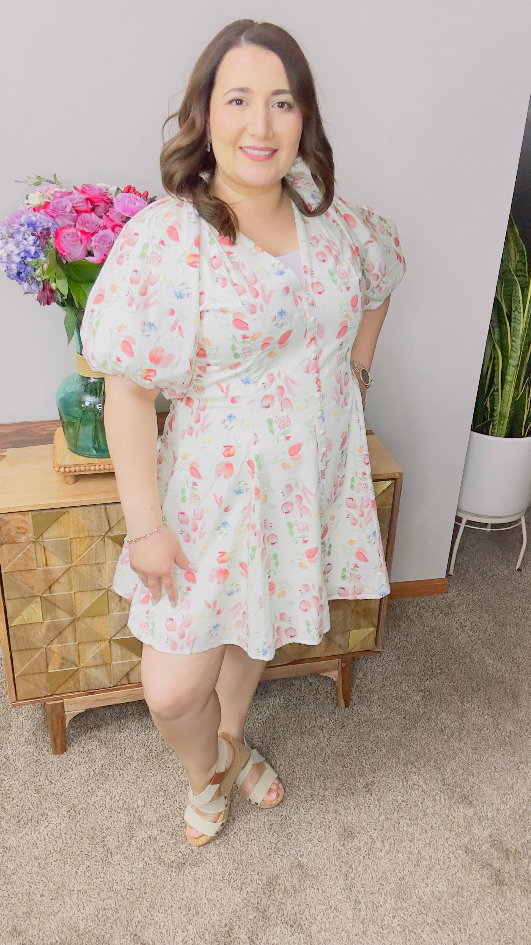 Juliette Floral Puff Sleeve Mini Dress