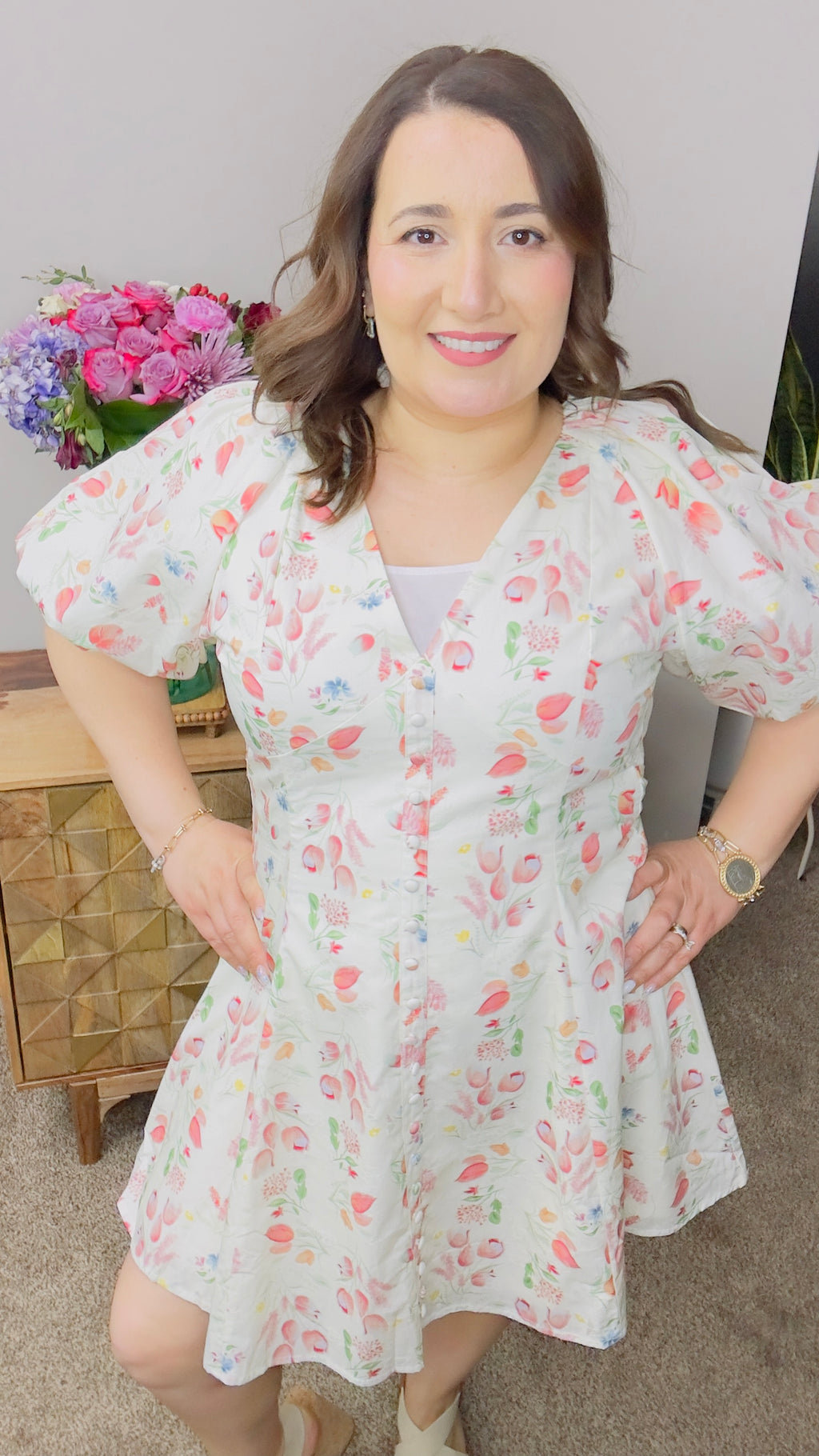 Juliette Floral Puff Sleeve Mini Dress