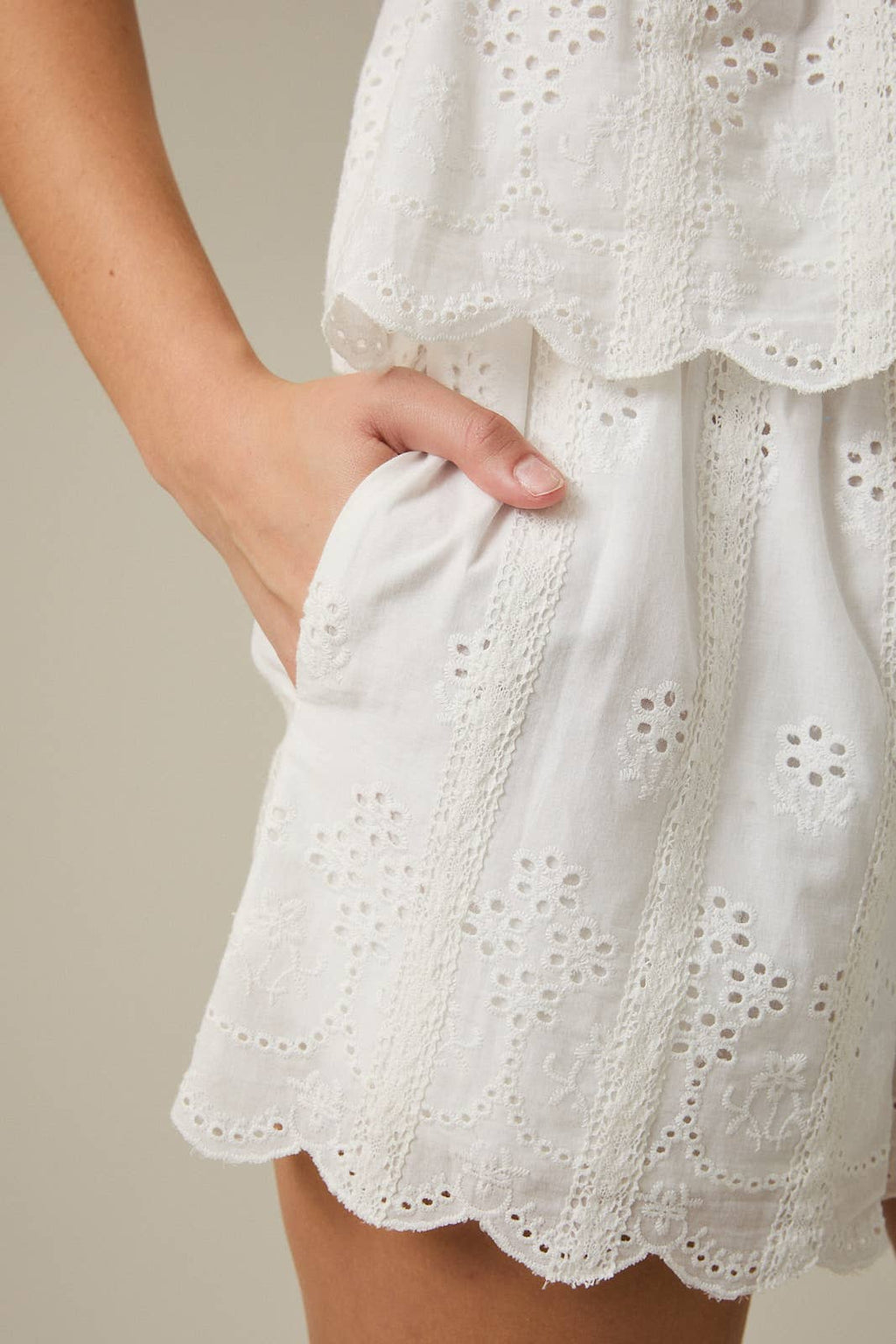 White Petal Lace Shorts
