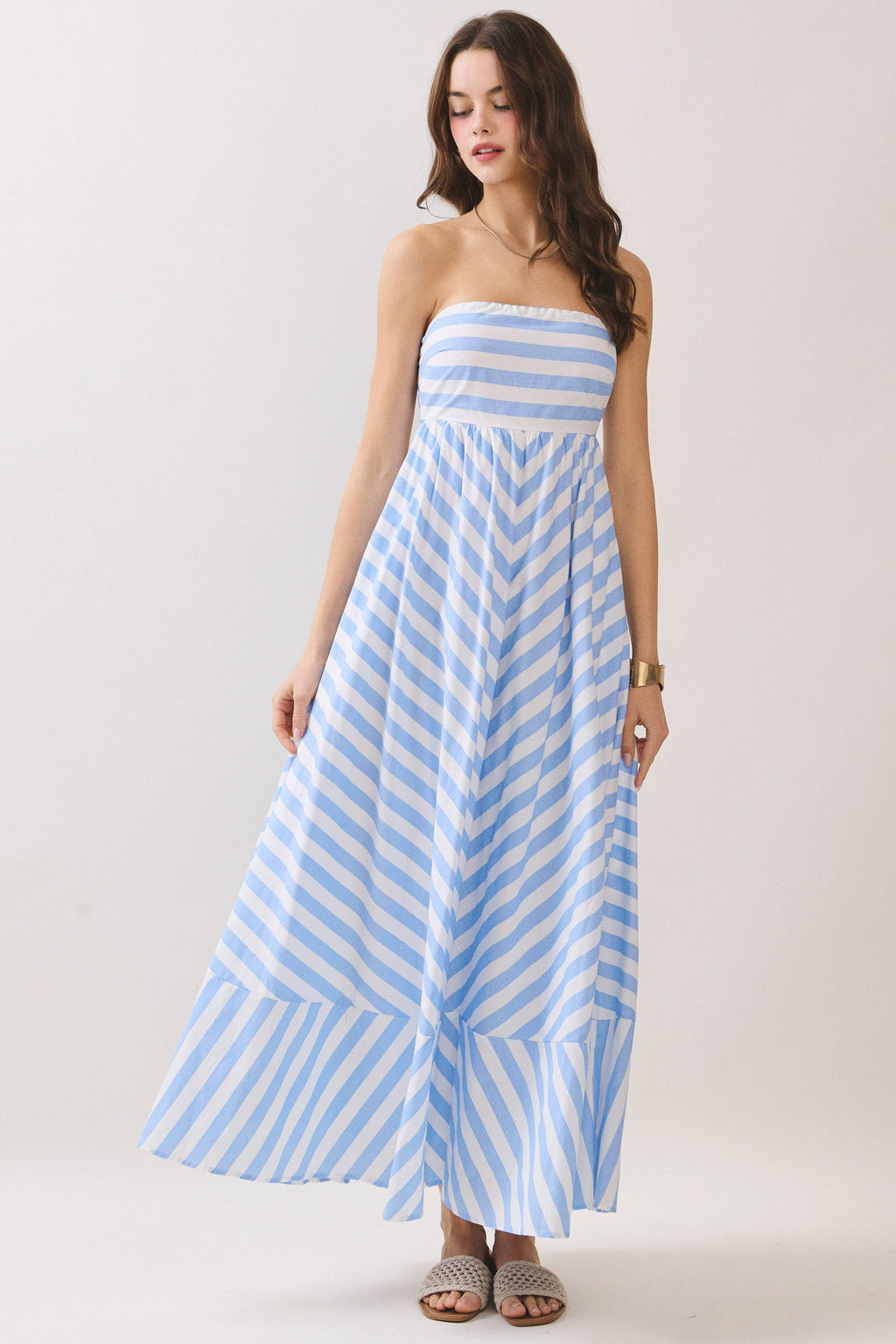 Marina Stripe Strapless Maxi Dress