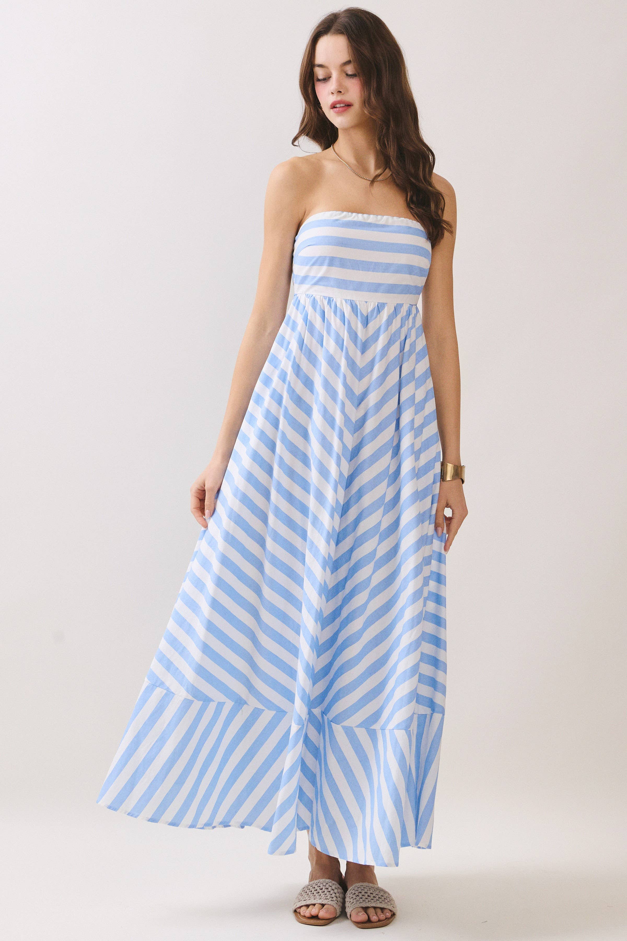 Marina Stripe Strapless Maxi Dress