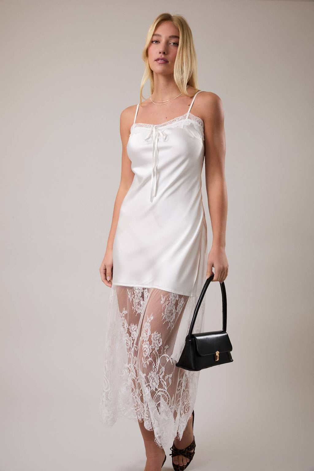 Nelia Lace Satin Maxi Dress