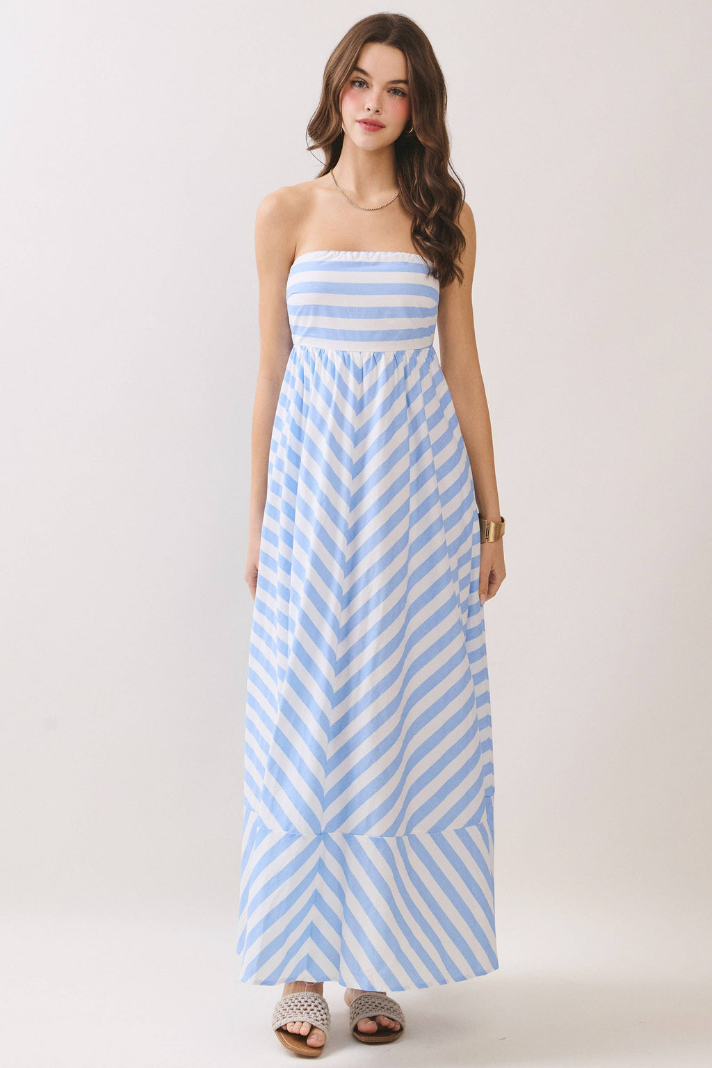 Marina Stripe Strapless Maxi Dress
