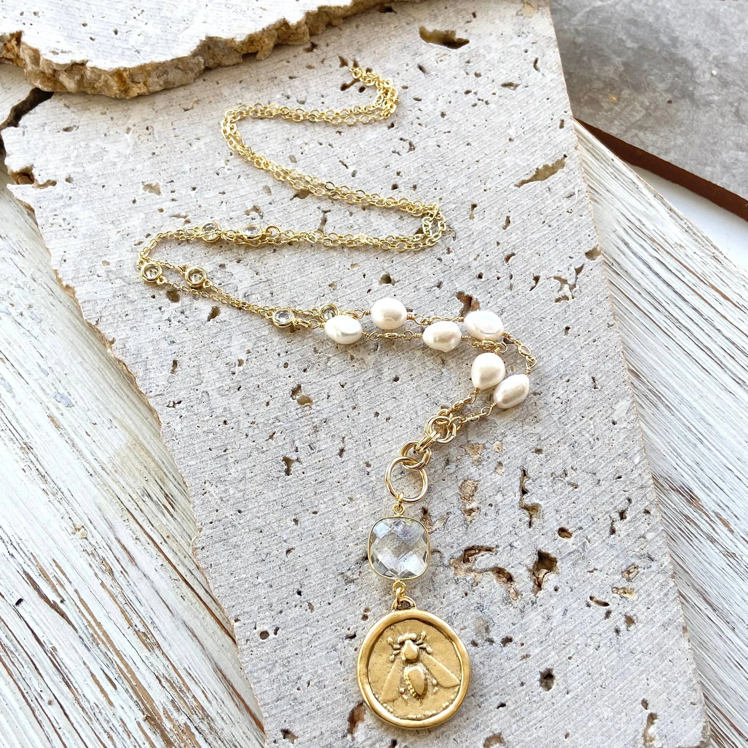 The Aurelia Crown Bee Necklace